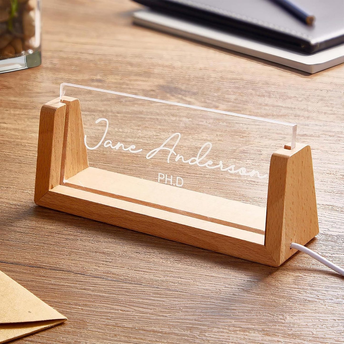 Desk Name Plate Personalized Custom Light Up Office Name Plate Customized Acrylic Name Plates for Desks Personalized Gifts Office Decor for Boss Coworkers Teacher Employee Appreciation Gifts (Design1)