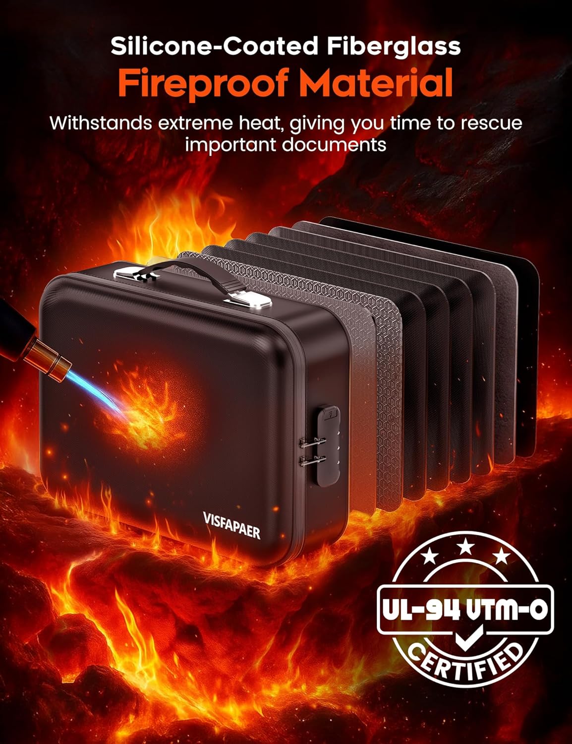 Fireproof Document Box, Fire Proof Safe Boxes for Documents, Important Document Organizer with Lock, Fireproof Waterproof Document Storage Bag for Important Documents, Files and More