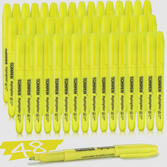 Highlighters Yellow 48 Pack – Bulk Chisel Tip High lighter Marker Set for School, Office, Bible Study, Journaling – Smear-Free, Quick Dry Ink – Fluorescent Pens for Teachers & Students