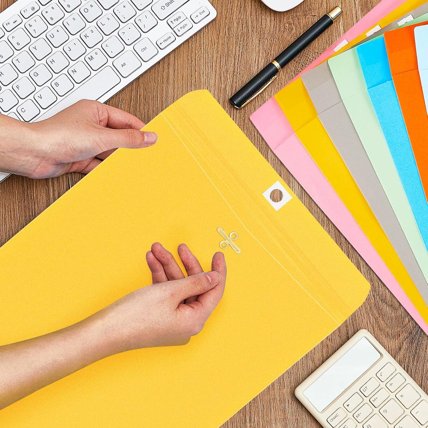 Geyee 100 Pcs Clasp Manilla Envelopes 9 x 12 Inch Gummed Colored Envelopes for Storing or Mailing for Home Office Business Supplies(Colorful)