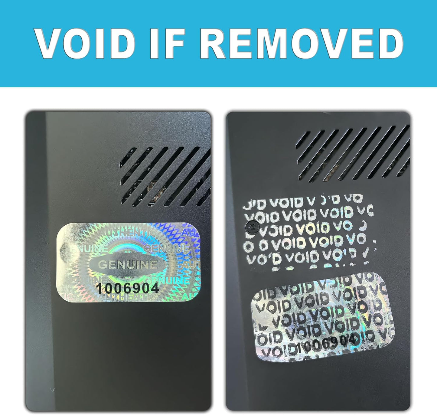1200 pcs Hologram Tamper Proof Sticker, Security Tamper evident Label, Genuine Authentic Warranty Void Seal Labels with Unique Serial Number (1.2X0.68 inch,Silver)