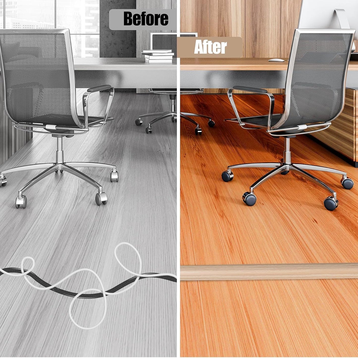 Floor Cord Cover Self Adhesive Cord Hider,3.3FT Cable Management, Extension Strip Protector for Wires, Prevent Cable Trips for Offices, Gyms, Exhibitions Cavity:0.39"(W) x0.27(H) WoodLightyellow