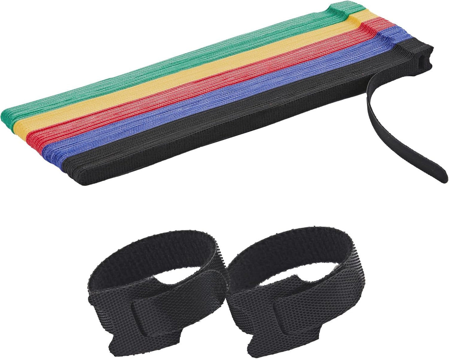 12 Inch Multi-Colour Cable Ties 50 PCS Reusable Fastening Cable Straps Adjustable Hook & Loop Organizer Straps Cords Management for Home, Office and Data Centers