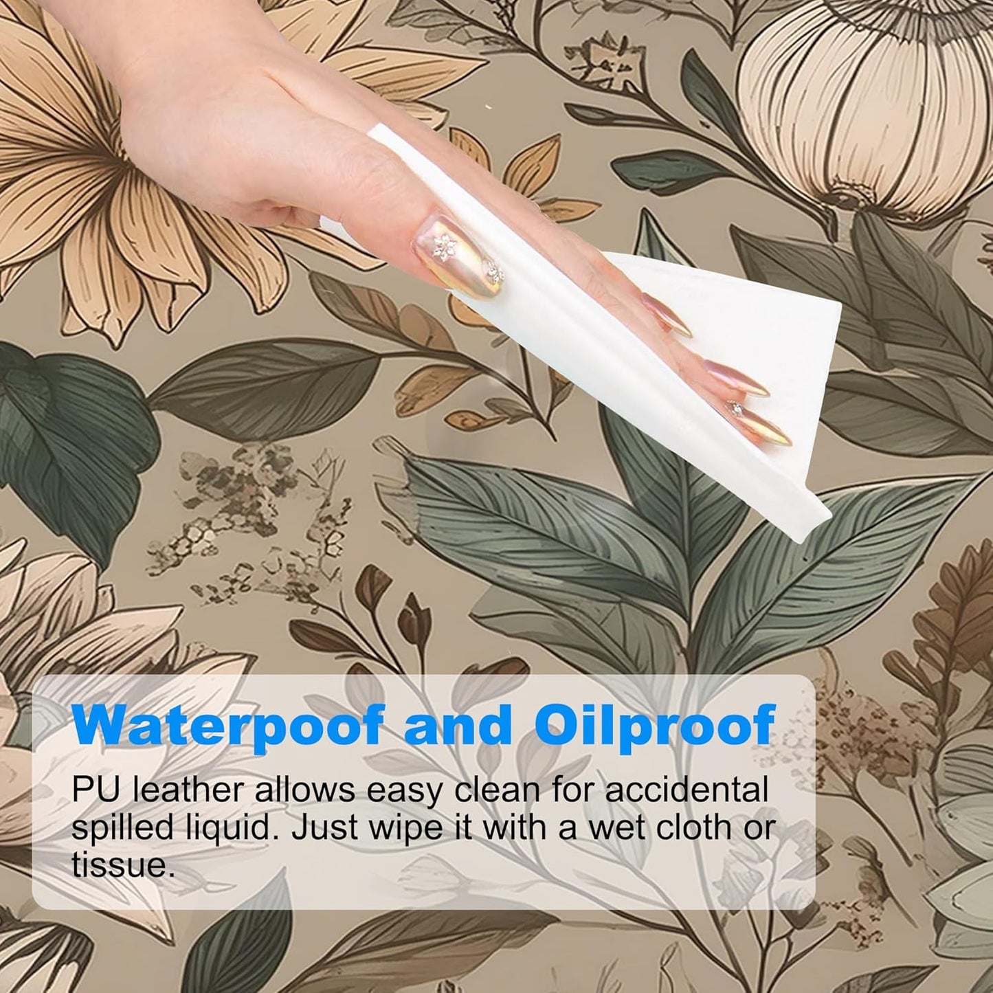 Desk Mat, Vintage Botanical Flowers Leaves Large Gaming Mouse Pad with Non-Slip Base Stitched Edges,Desk pad for Keyboard and Mouse Home Office 35.4"x15.7"