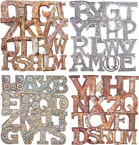 104Pcs Alphabet Hard Card Stickers Set, Vintage Letter Stickers for Scrapbooking, DIY Crafts, Journaling, and Junk Journal Ephemera