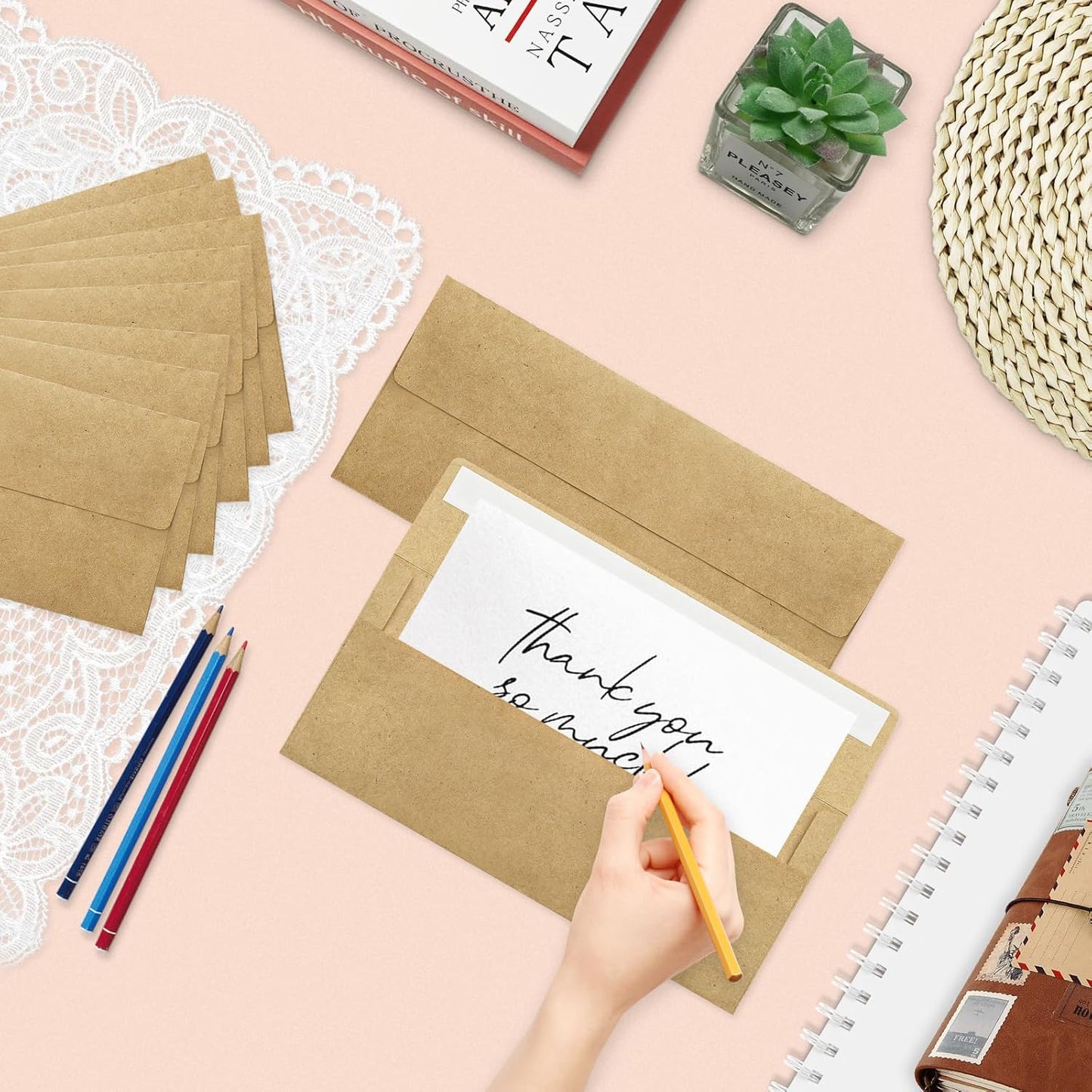 100 Pack #10 Business Envelopes, Brown Kraft Standard Envelopes Self Seal, Letter Size Mailing Envelopes for Checks Letters Invoices Christmas Birthday Graduation Wedding, 4 1/8 x 9 1/2 Inch