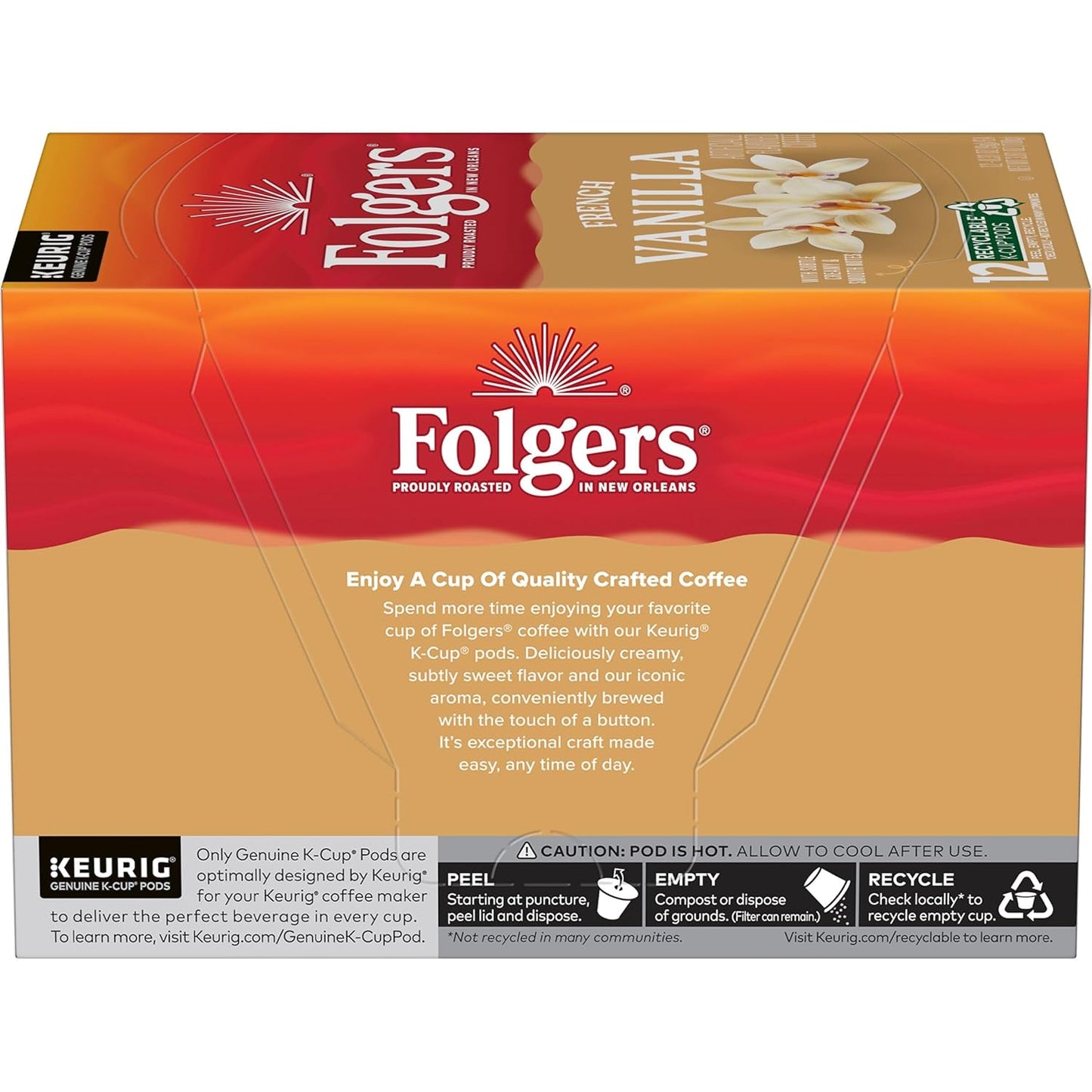 Folgers French Vanilla Flavored Coffee, 72 Keurig K-Cup Pods (Packaging May Vary)