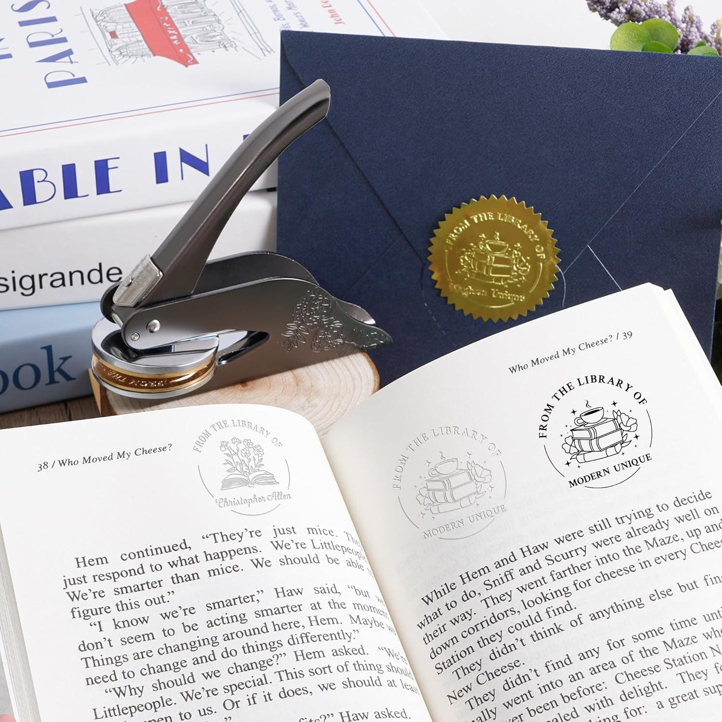 Easycosy Personalized Book Embosser | Custom Embosser & Stamps from The Library of | Book Stamp Personalized with Your Name & Choice Birthday Gifts for Book Lover(Book 2)