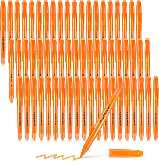 Fuutreo 60 Pack Pastel Highlighters Bulk Bright Color Highlighter Marker Chisel Tip Dry Quickly Safe Highlighter Pens Fluorescent Ink for Adults Home School Office(Orange)
