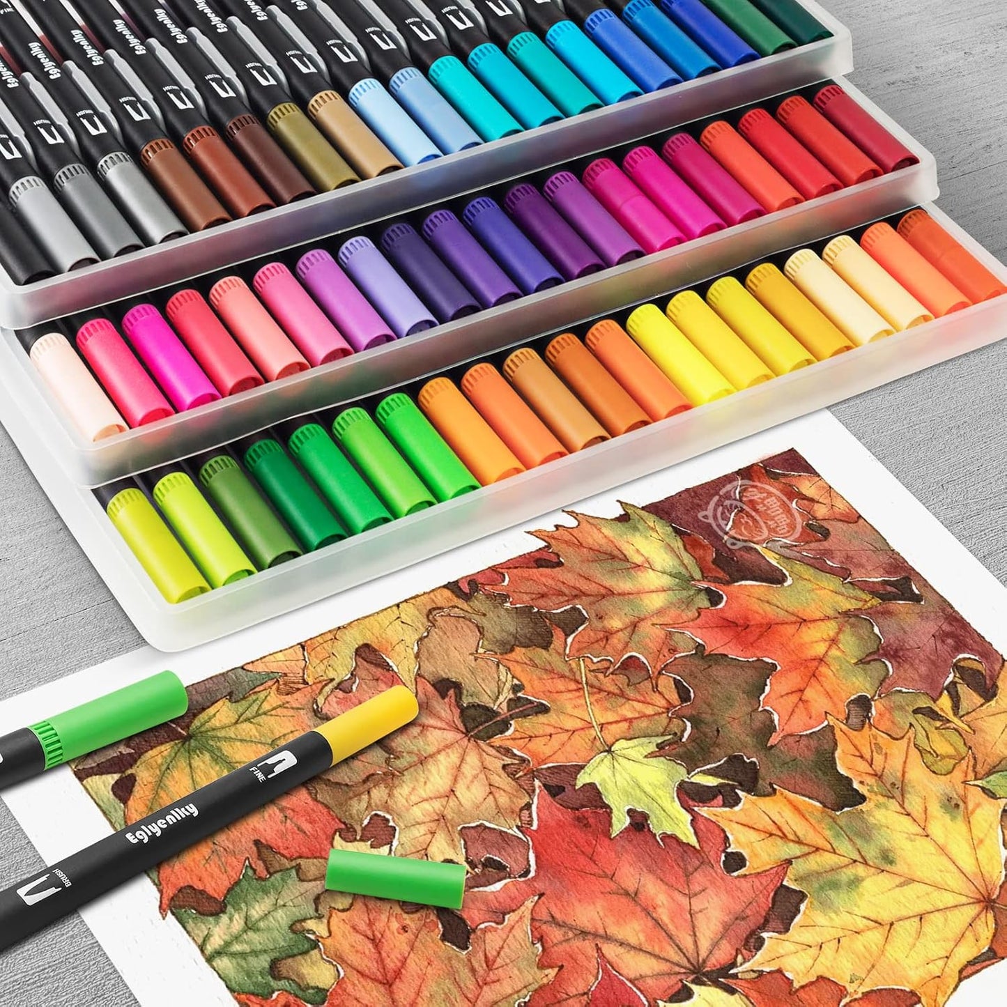 60 Coloring Pens for Adult Coloring Books, Dual Tip Brush Pens, Felt Markers with Fine and Brush Watercolor Marker Set for Kid Adult Artist Drawing