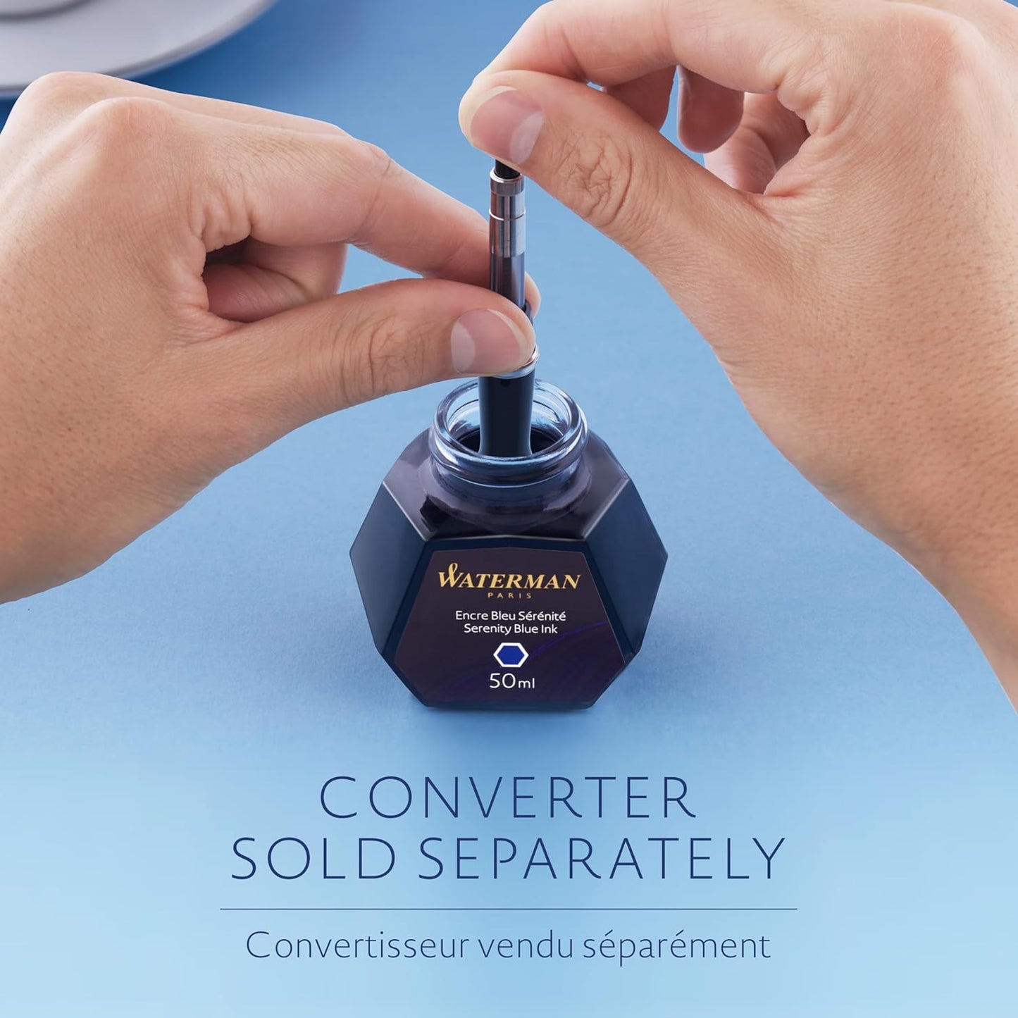 Waterman Fountain Pen Ink, Intense Black, 50ml Bottle, For Refillable Fountain Pens