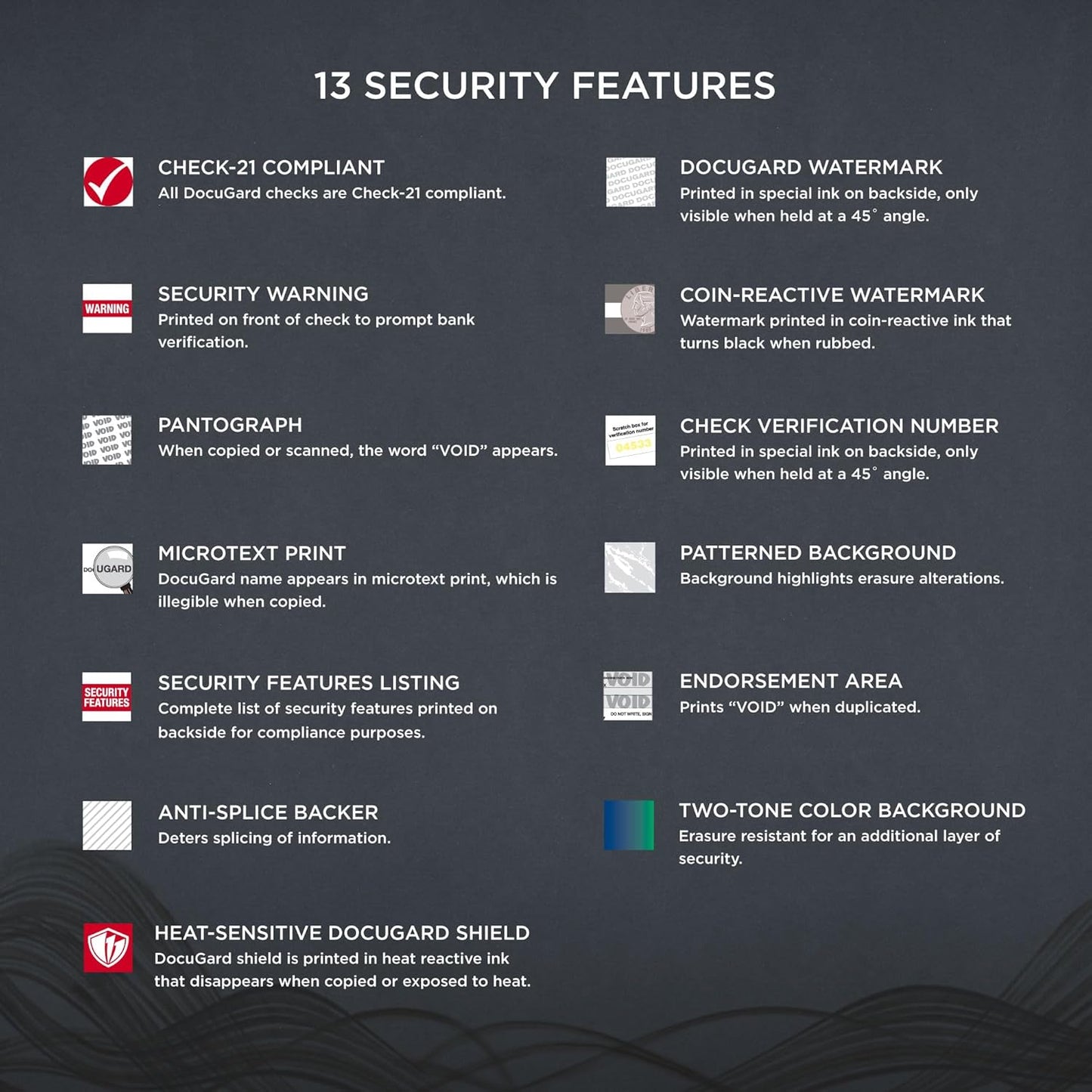 DocuGard Blue/Green Premier Prismatic Middle High Security Check Paper - QuickBooks & Laser/Inkjet Printer Compatible - 13 Security Features - 500 Blank Business Checks (04535)