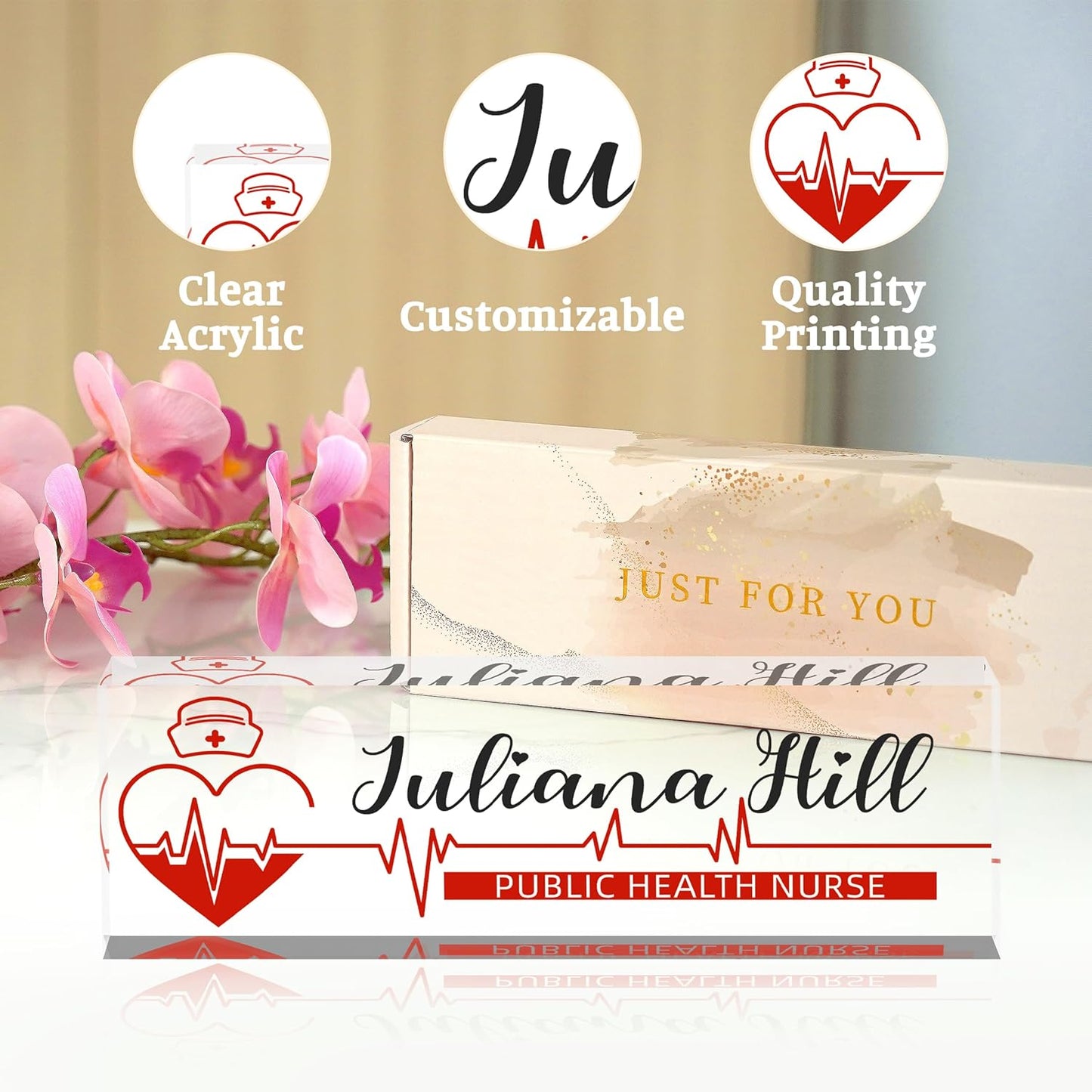 Desk Name Plate Personalized, Nurse Name Plate for Desk, Office Desk Decor for Women and Men, Employee Appreciation Gifts Office Gifts for Nurse (Nurse Funds)