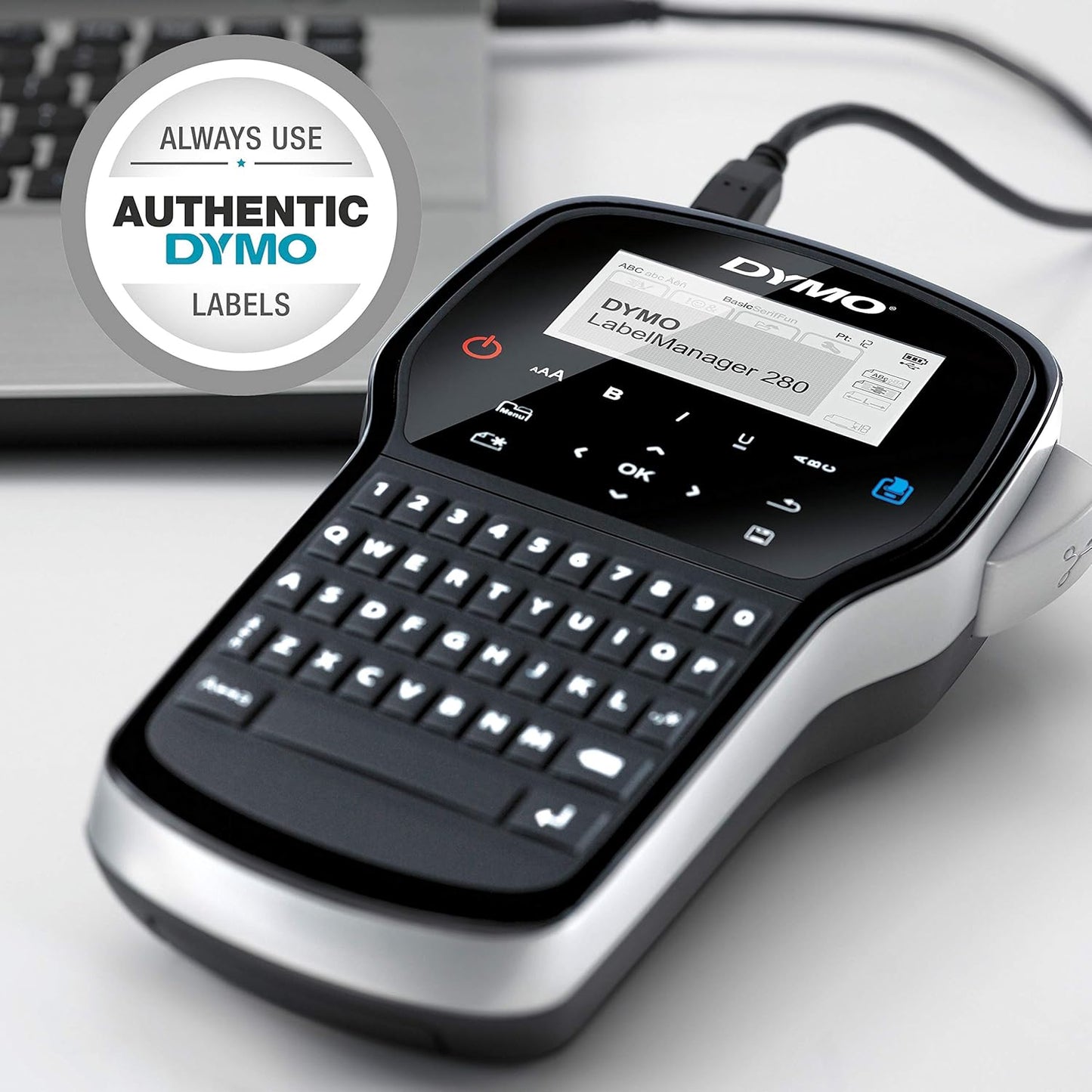 DYMO Label Maker LabelManager 280 Rechargeable Portable Label Maker Easy-to-Use One-Touch Smart Keys QWERTY Keyboard PC and Mac Connectivity For Home & Office Organization