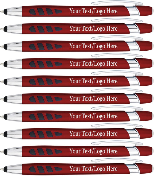 Personalized with Your Custom Logo or Text Pens-300 Pack Bulk-for Businesses, Parties, and Events, 2 in 1 Capacitive Stylus & Ballpoint Pen Compatible with Most Touchscreen Devices, Red