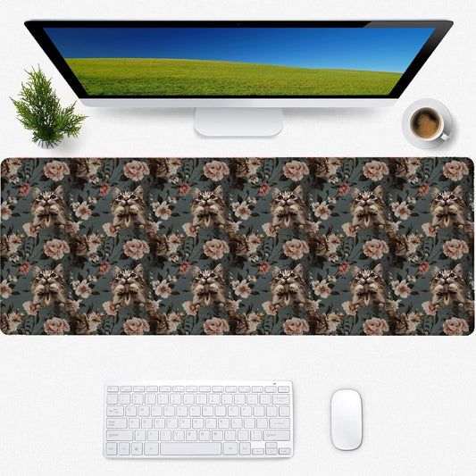 Cat Gaming Mouse Pad, Desk Mat, Non-Slip Rubber Base Cool Aesthetic MousePads for Computer Laptop Keyboard Office School Home Desktop Accessories Decor 31.5" x 11.8"