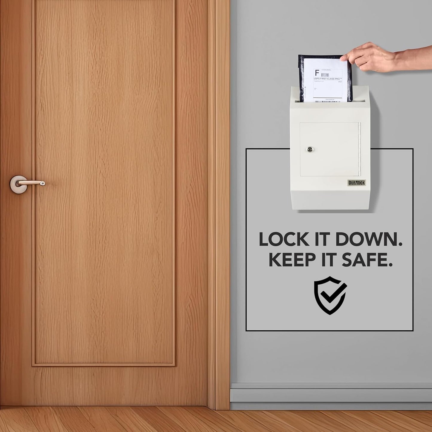 Drop Box Deposit Safe 10 x 4 x 16” Heavy Duty Steel with Slim Profile Wall Mailbox with Wide Deposit Slot for Letters, Documents Checks and Cash for Home, Office & Commercial (W300) (Gray)