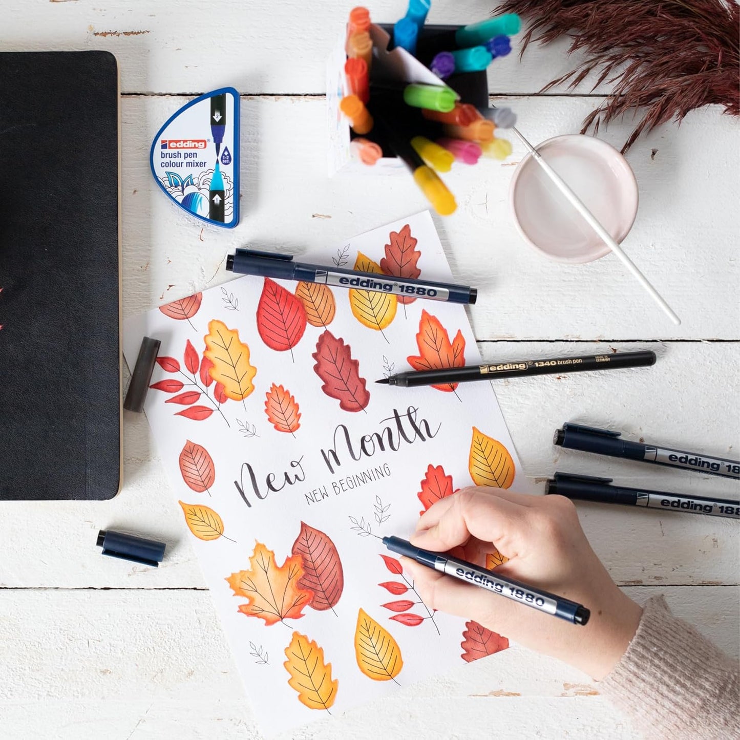 edding 1880 Drawliner – 10 Black Pen Set for Precise Sketching, Journaling & Technical Drawing on Paper – Waterproof, Special Ink, No Bleed Pens – 0.05-1 mm Round Nib, Fine Point & Smooth Writing Pens