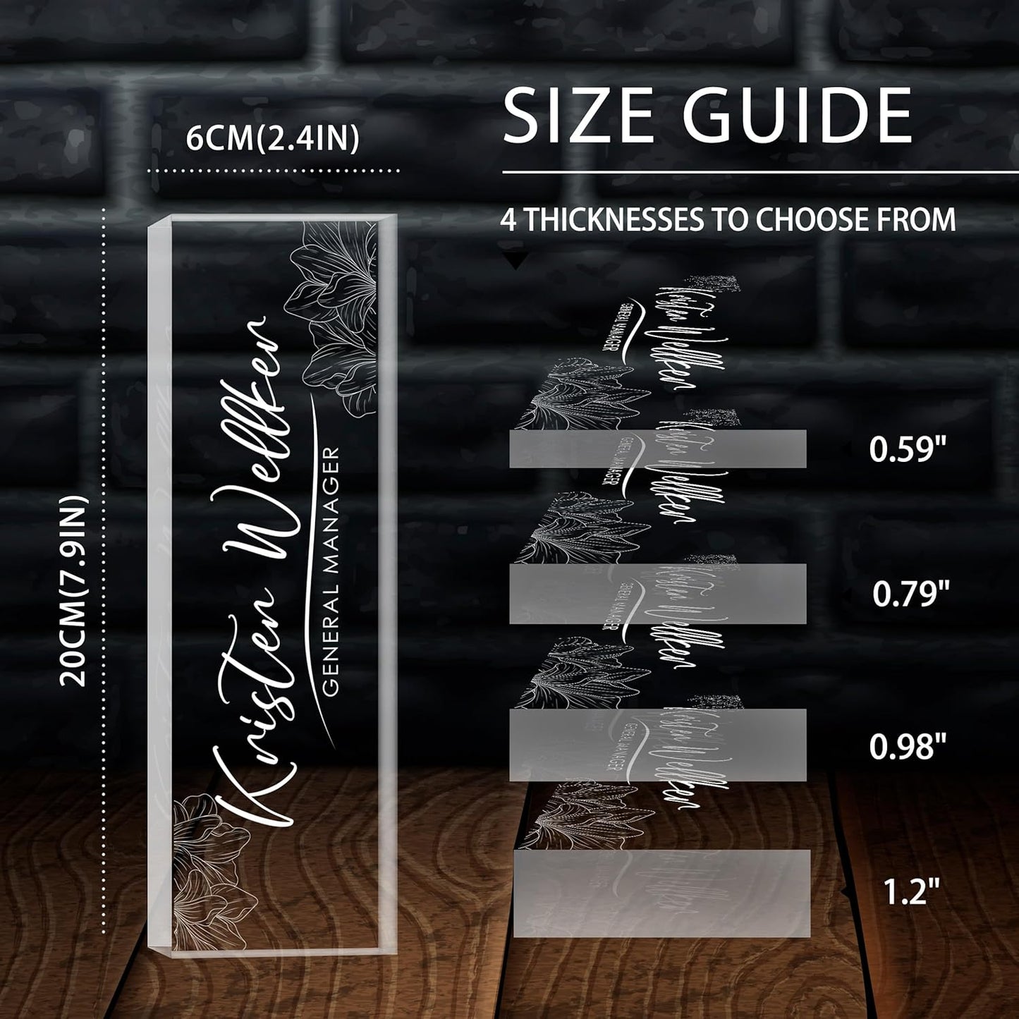 Custom Office Name Plate for Desk, Desk Name Plate Personalized, Personalized Gifts for Women, Appreciation Gifts for Employee Coworkers Boss Teacher, Office Accessories (Engrave Flowers)