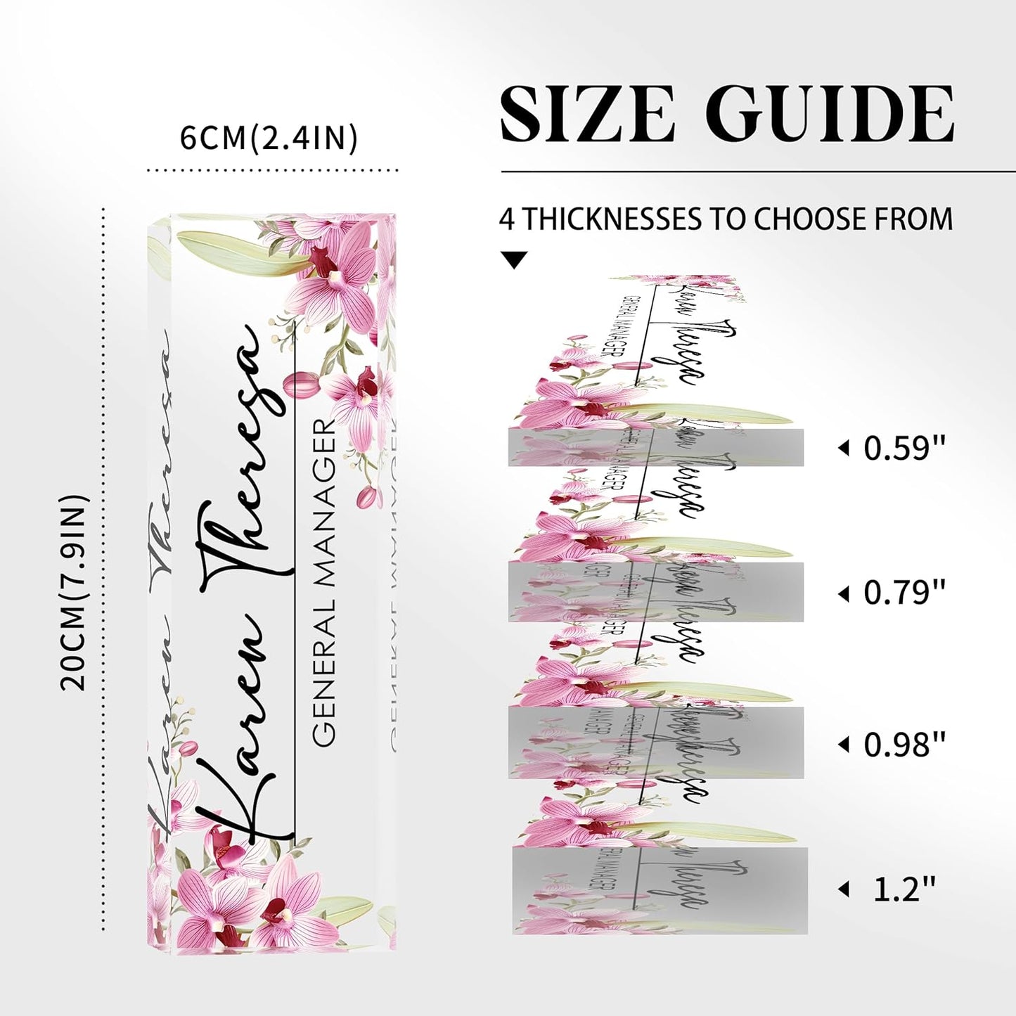 Custom Office Name Plate, Personalized Gifts for Women & Employees, Office Desk Accessory (Pink Orchid)