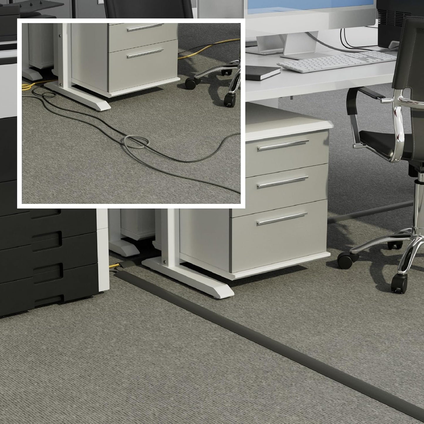 D-Line 6ft Floor Cord Cover, Cable Channel, Protect Cords, Prevent Trips - 0.63" W x 0.31" H - Gray