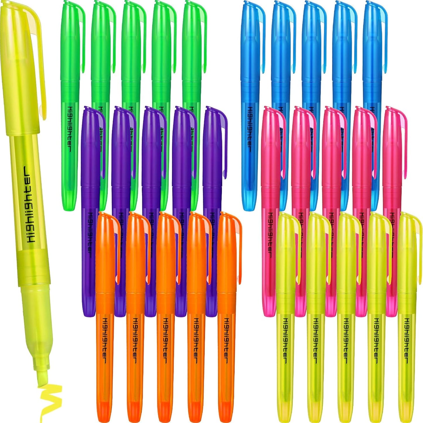 Thenshop 30 Pcs Highlighter Bulk Pack Assorted Colors Highlighter Markers Chisel Tip Fluorescent Pens for Office Classroom Back to School Supplies