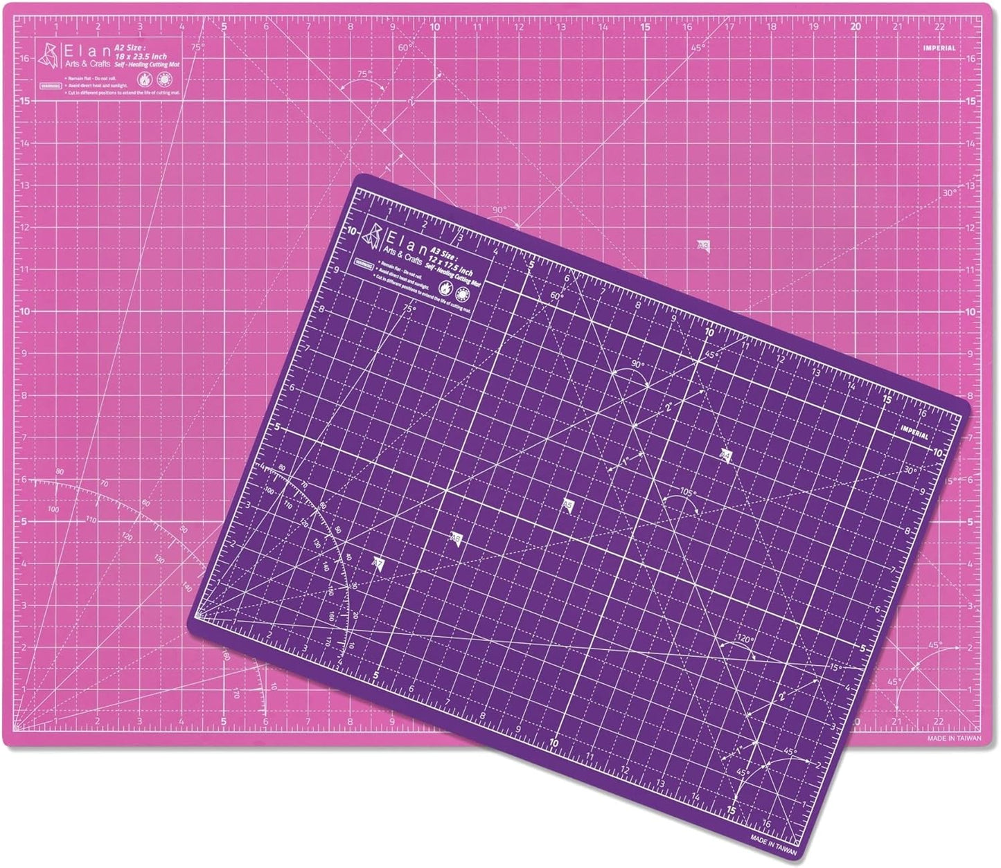 Elan Cutting Mat A2 Pink & Purple, Self Healing Cutting Mat 18x24 Inch, 5-Ply Craft Board Pink, Hobby Board for Crafts 18x24 Inch