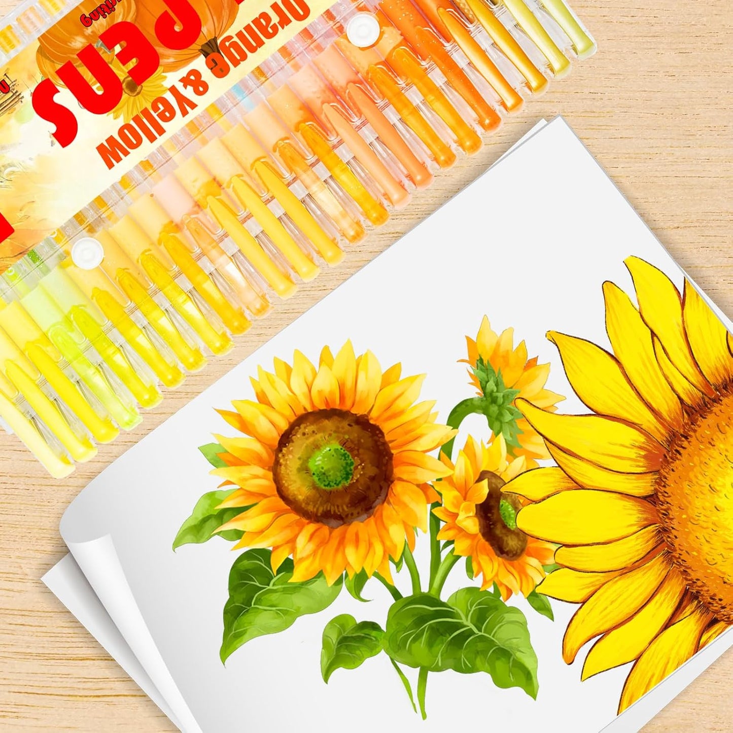 Orange Yellow Gel Pens for Coloring Book,72 Color Gel Pens Set including 24 Color Gel Pen with 48 Refills,40% More Ink Colored Gel Pens for Drawing, Doodling, Scrapbook, Journaling