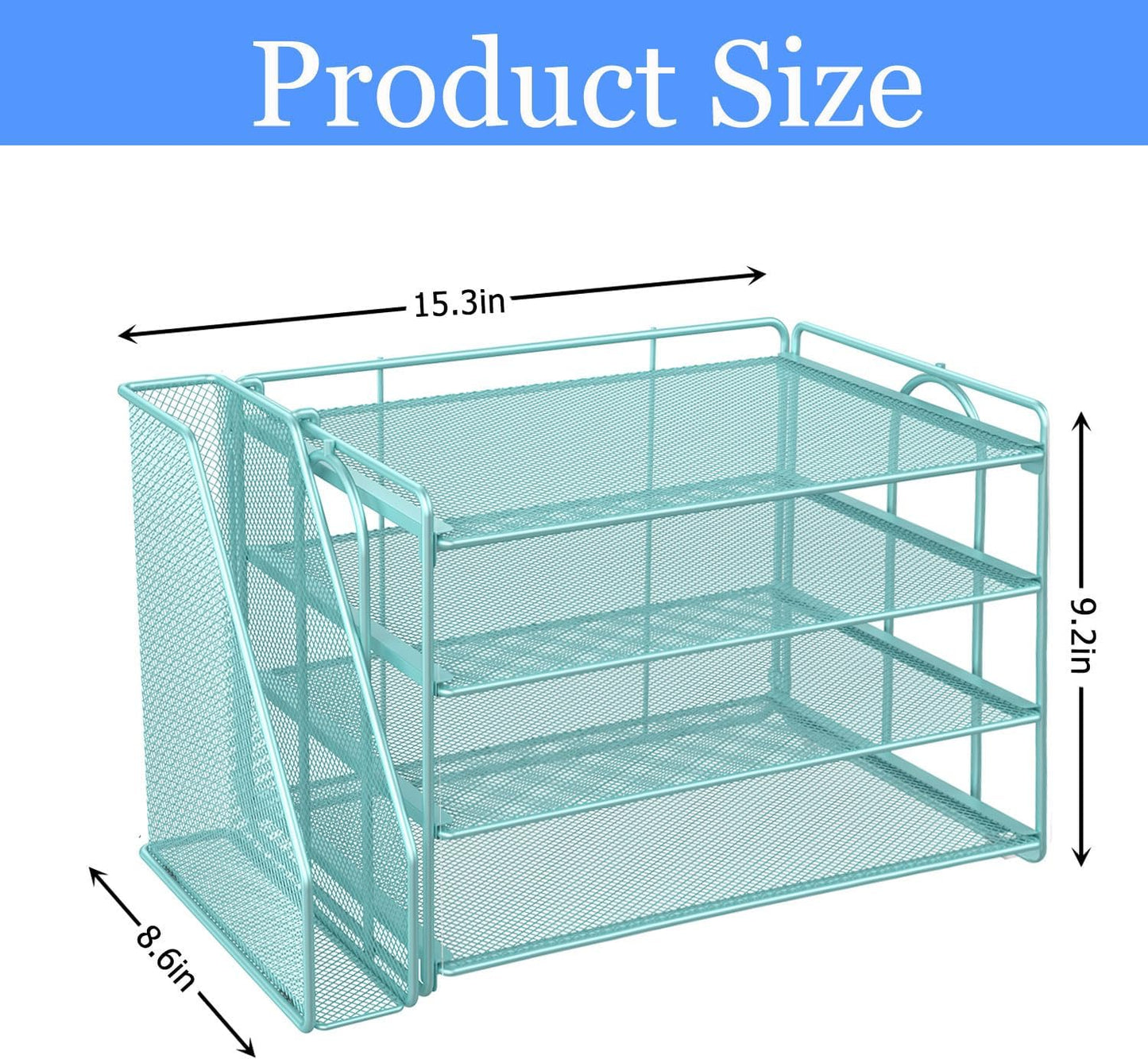 gianotter 4-Tier Paper Organizer With Magazine Holder, Desk Organizers and Accessories, Blue Desk Accessories, File Organizer for Office Supplies Storag(Blue)