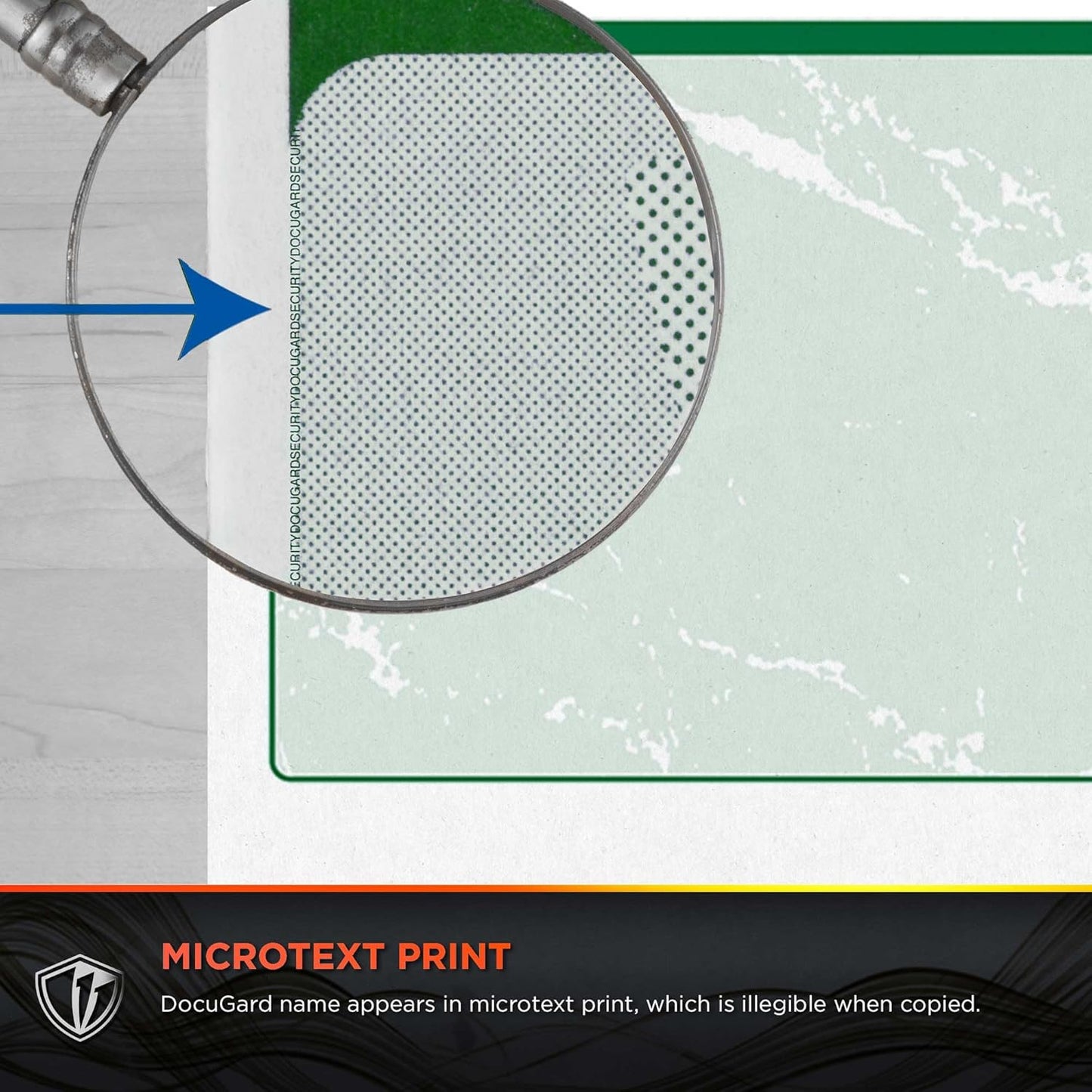 DocuGard Standard Green Marble Middle High Security Check Paper - QuickBooks & Laser/Inkjet Printer Compatible - 11 Security Features - 500 Blank Business Checks (04510)