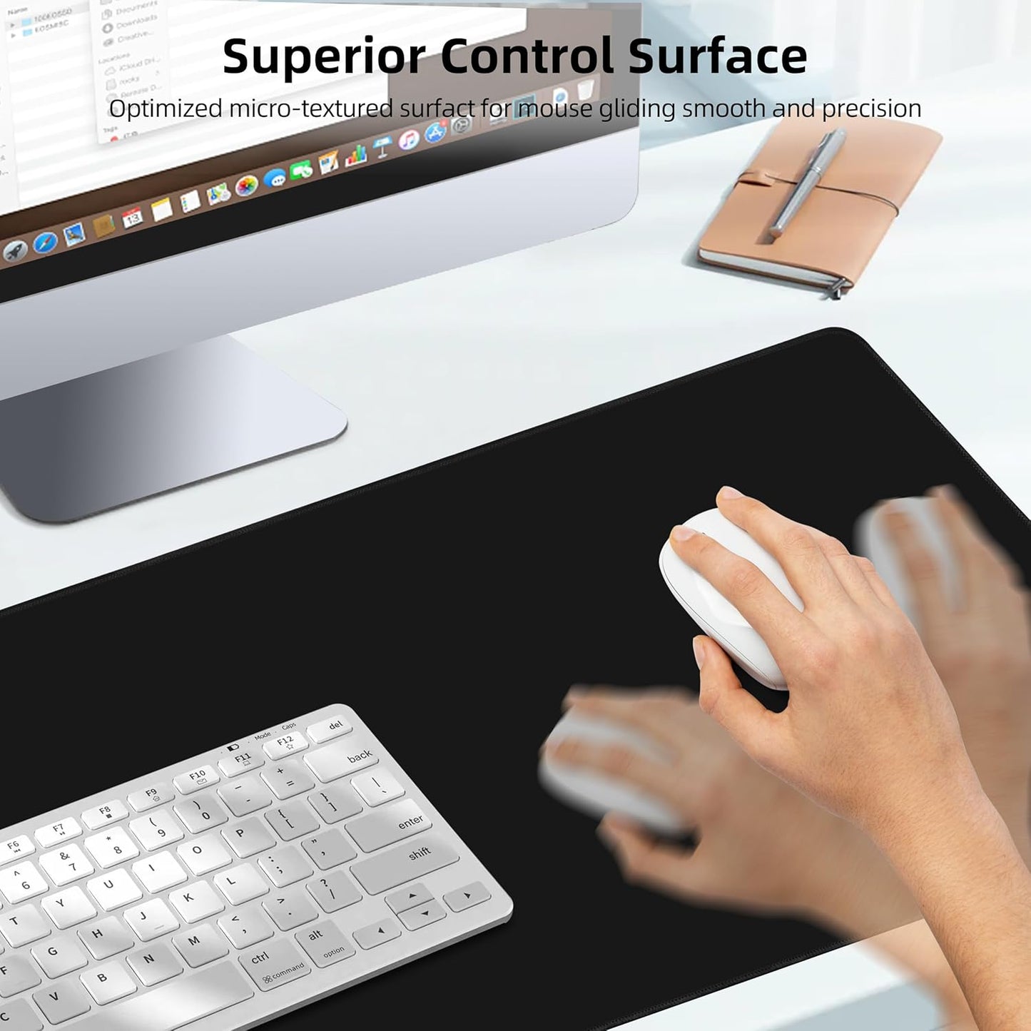 Mouse Pad with Wireless Charging, Gaming Mouse Pad with Ultra-Smooth Surface, Large XXL Desk Mat, Non-Slip Mouse Mat, Waterproof Computer Keyboard Pad for Gaming, Desk, Office, PC, 800x300x4MM, Black