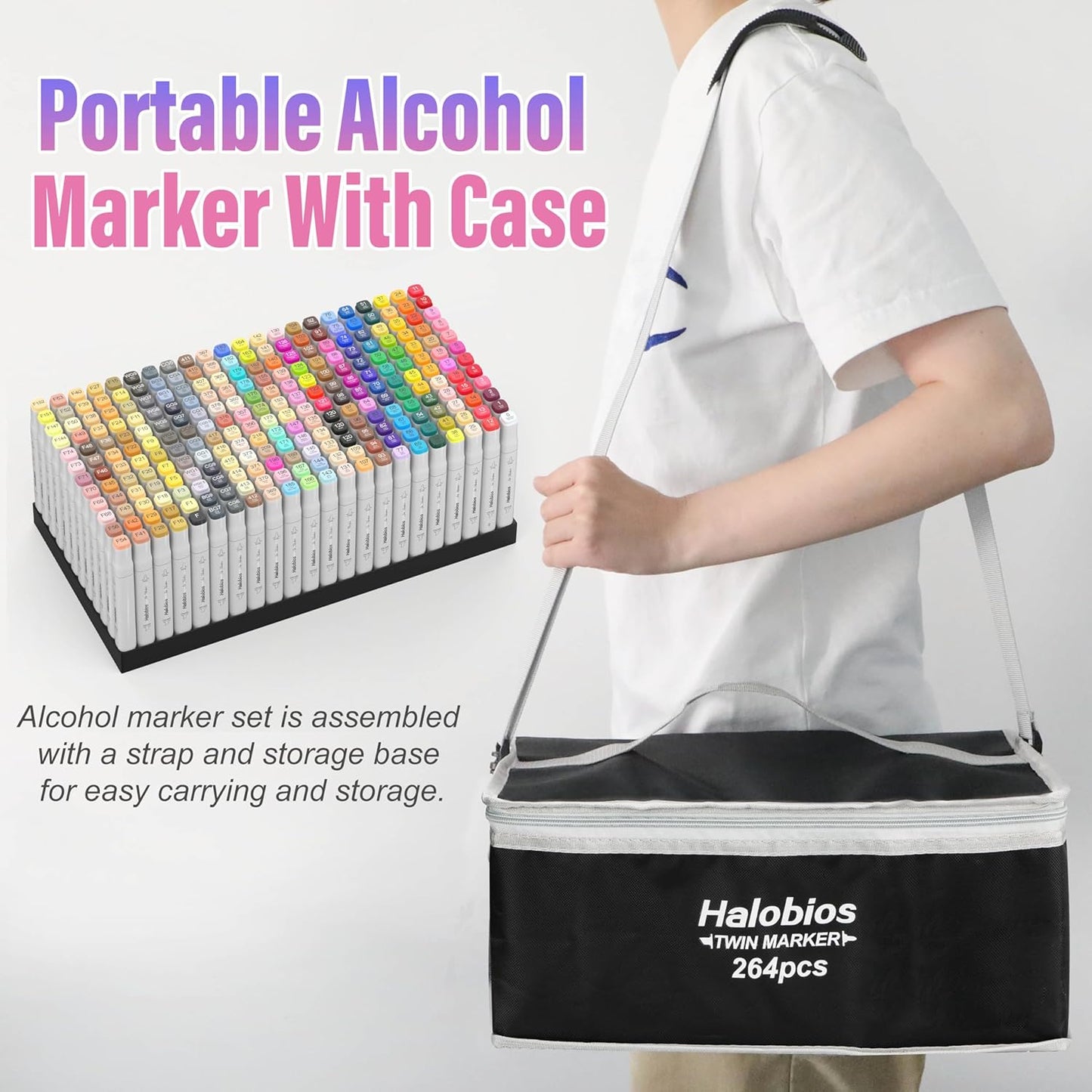 264 Alcohol Markers, Dual Tip Fine & Broad Drawing Markers Alcohol Marker Set with Case, Art Marker for Kids Adults Coloring Artists Drawing Sketching Card Making and Illustration