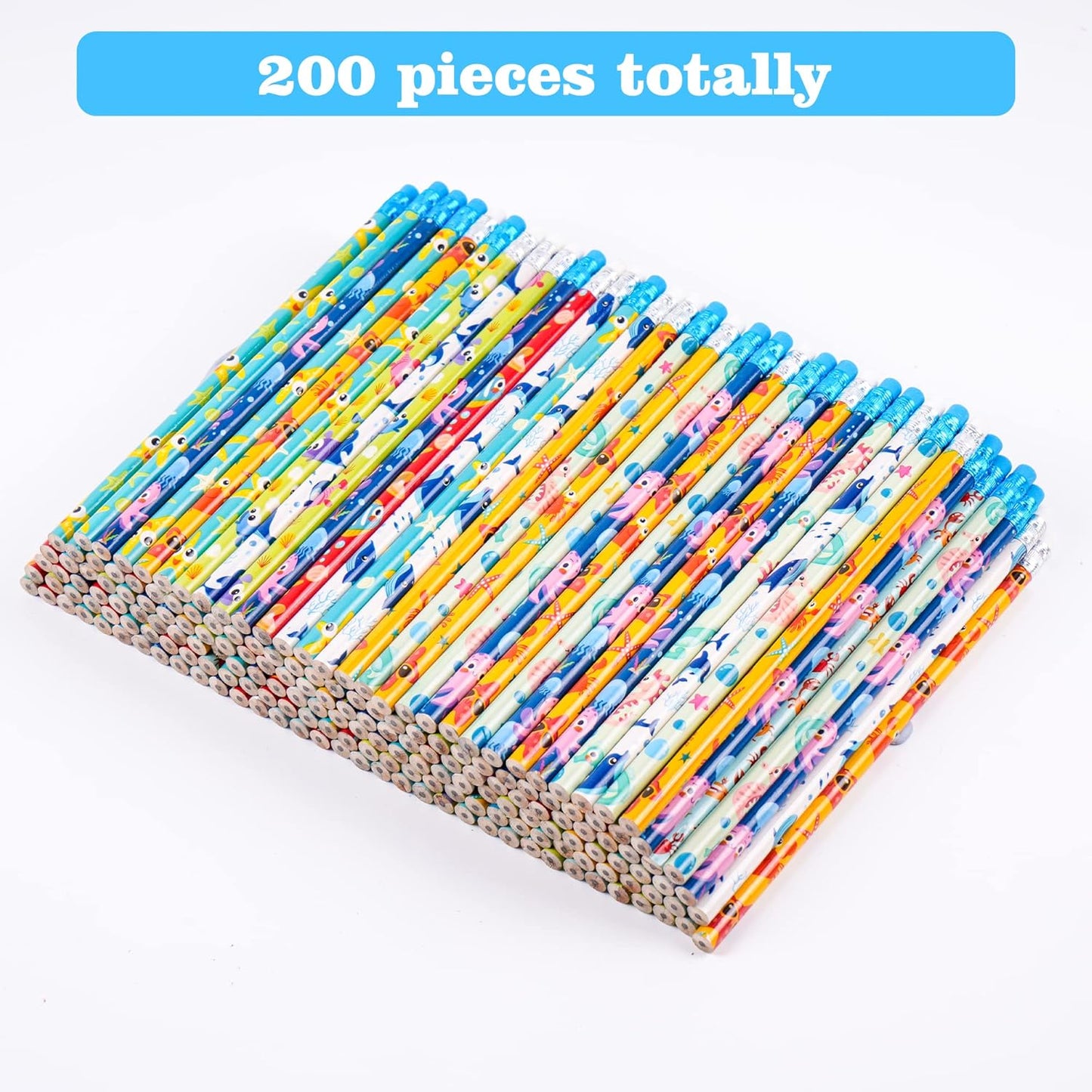 Kolewo4ever 200 Pieces Under The Sea Pencils Ocean Pencil Wood Pencil Oceam Element Sea Themed Pencils for Teachers Classrooms Reward School,Learning Activities