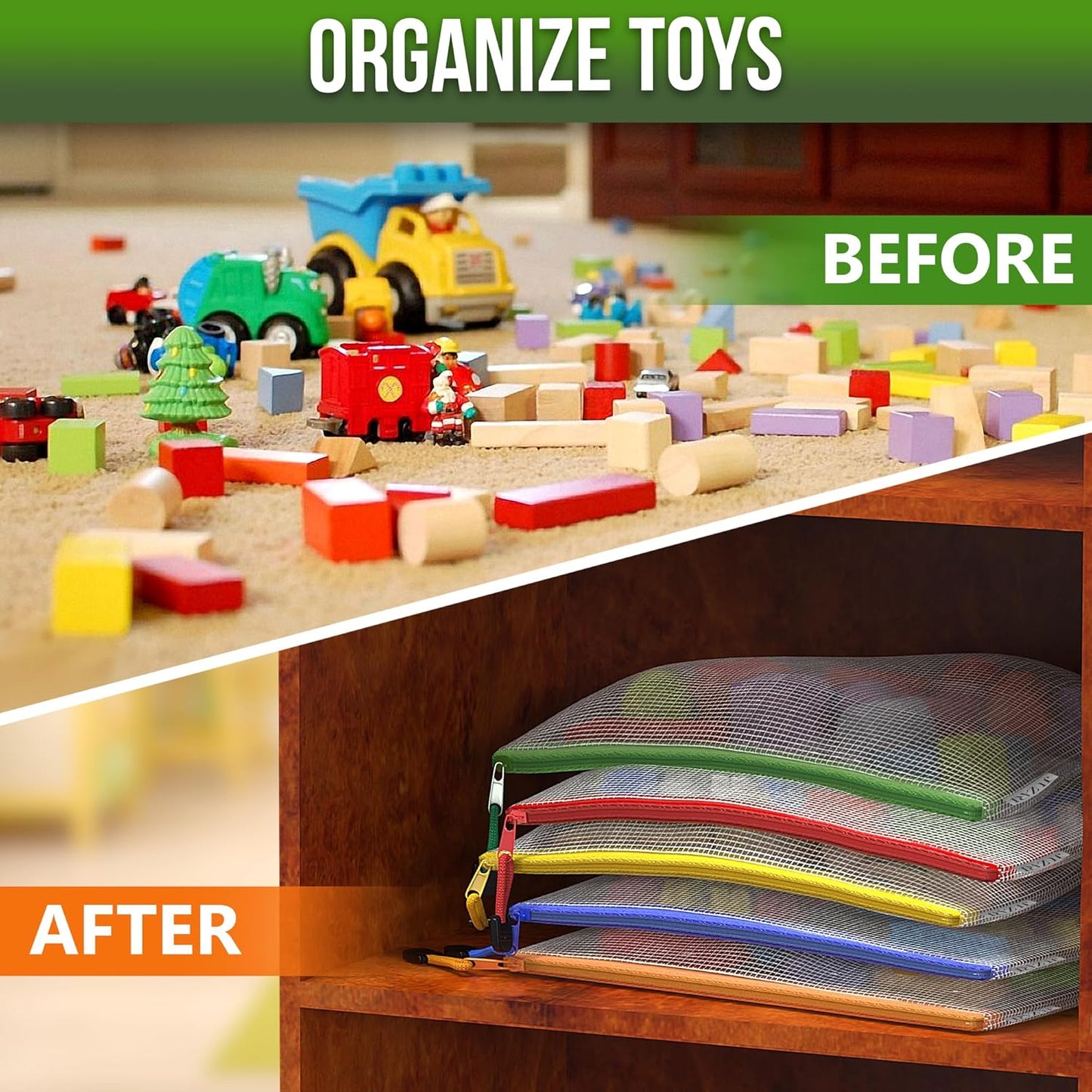 10 Pack Mesh Zipper Pouch Bags A3-12x18 - Plastic Zipper Pouches for Organizing - Board Game Bags - Puzzle Organizer Bag - Large Zippered Pouch Bag - Mesh Pouches with Zippered - Puzzle Storage