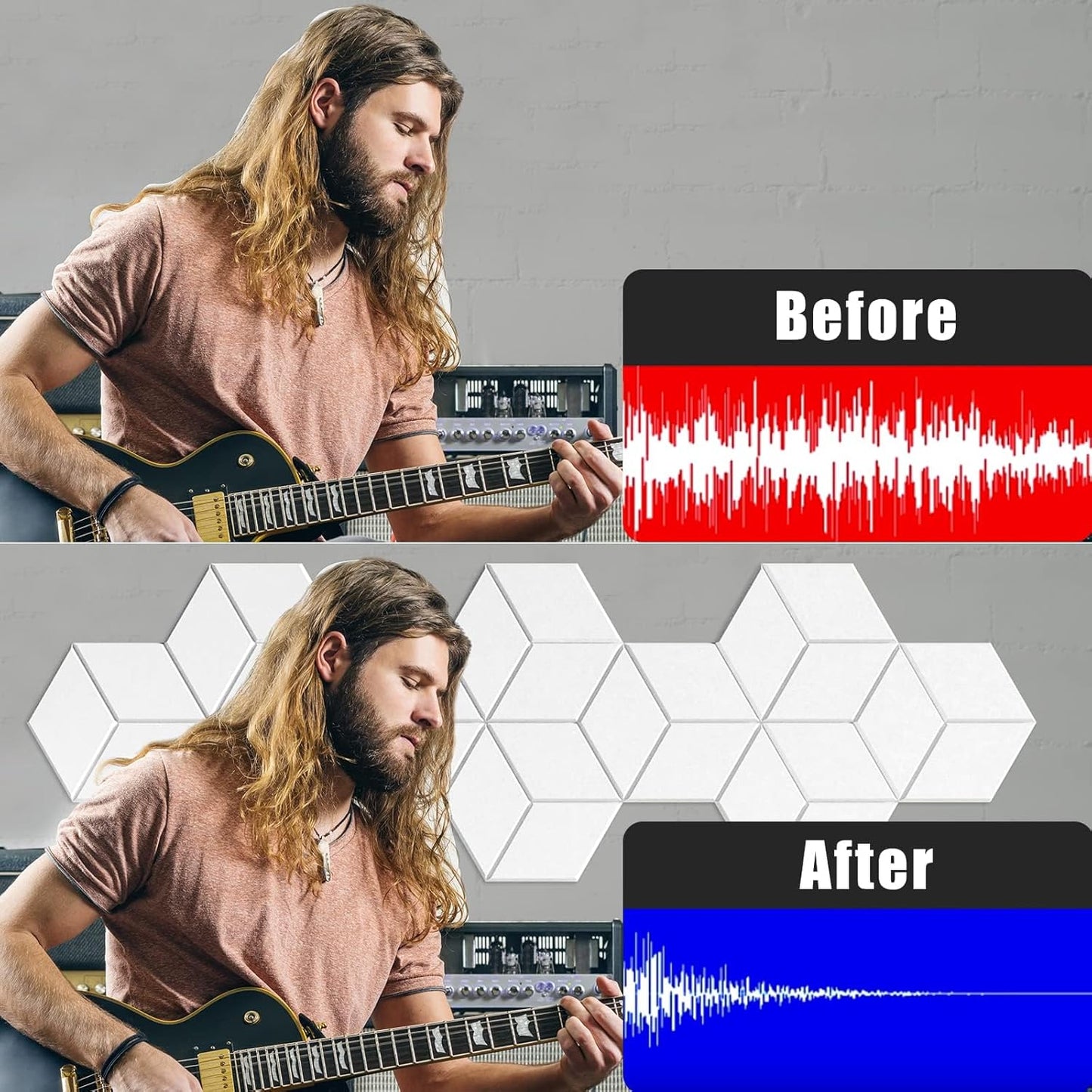 12 Pack Self-adhesive Acoustic Panels 12" X 10" X 0.4" - Sound Proof Foam Panels with High Density, Stylish Y-Lined Design, Flame Resistant, Absorb Noise and Eliminate Echoes(White)