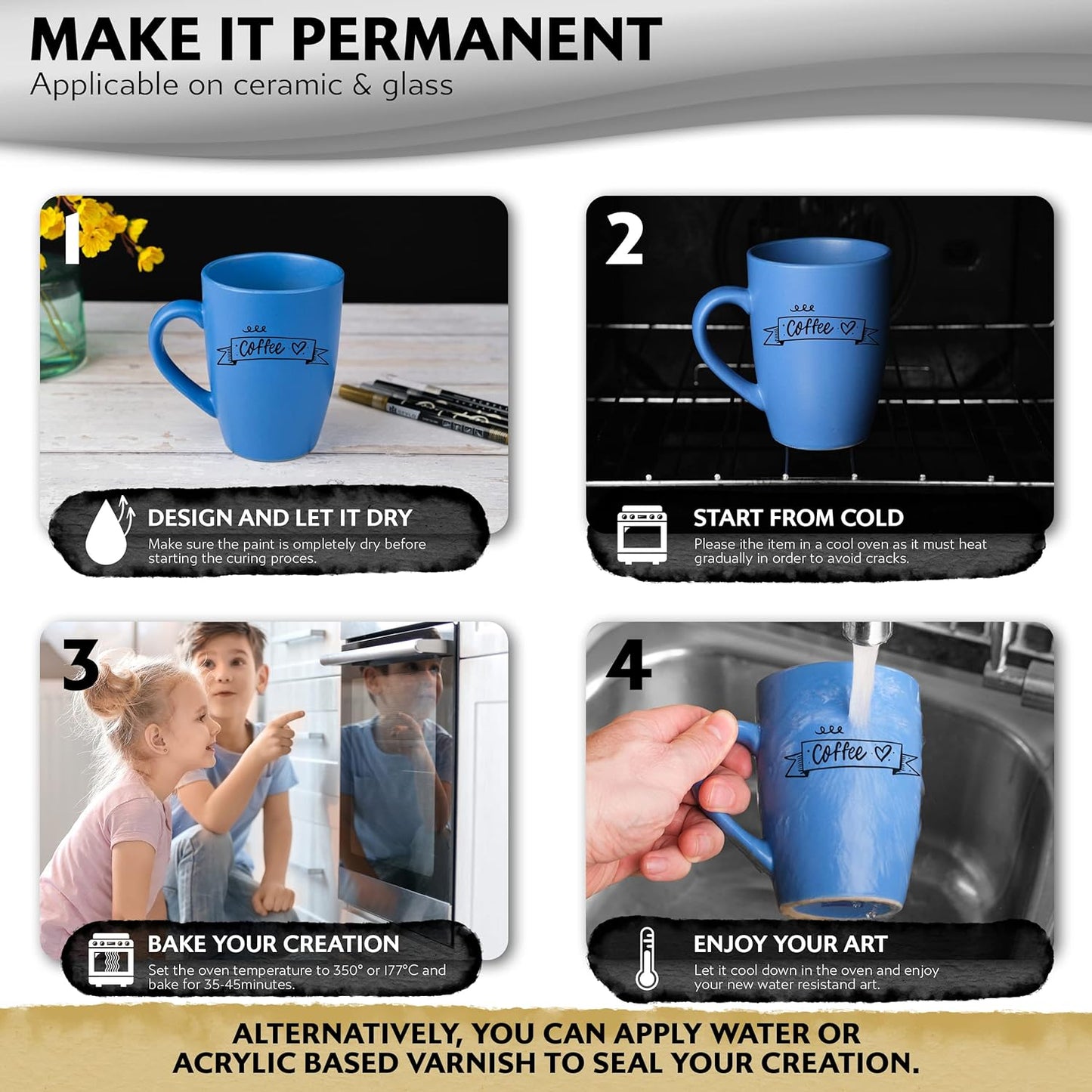 Stylo 8 Count Acrylic Metallic Pens - Black Paint Pens - Fine Tip Permanent Acrylic Metallic Paint Markers for Rock Painting, Glass, Wood, Ideal for Arts and Crafts (Pack of 8, Black)