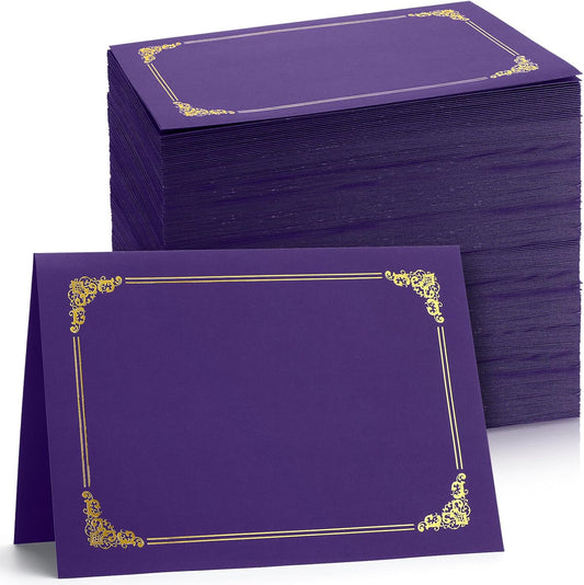 Fainne 80 Pieces Certificate Holders Diploma Holders Document Holder Certificate Covers Certificate Folders with Gold Foil Border for Letter Size 8.5 x 11 Inches Diploma Documents Awards (Purple)