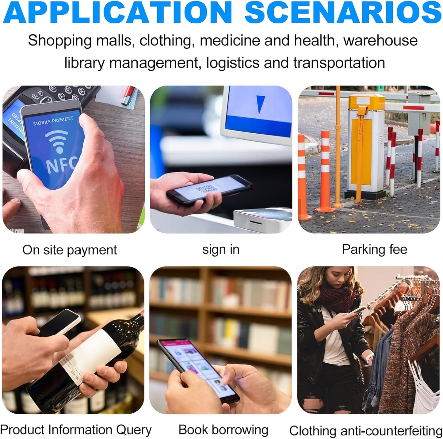 1000 PCS NFC Tags Sticker with NTAG213 Chip Blank NFC Stickers Adhesive Labels RFID Tags Rewritable 137 Bytes Memory Compatible with All NFC-Enabled Smartphones and Devices