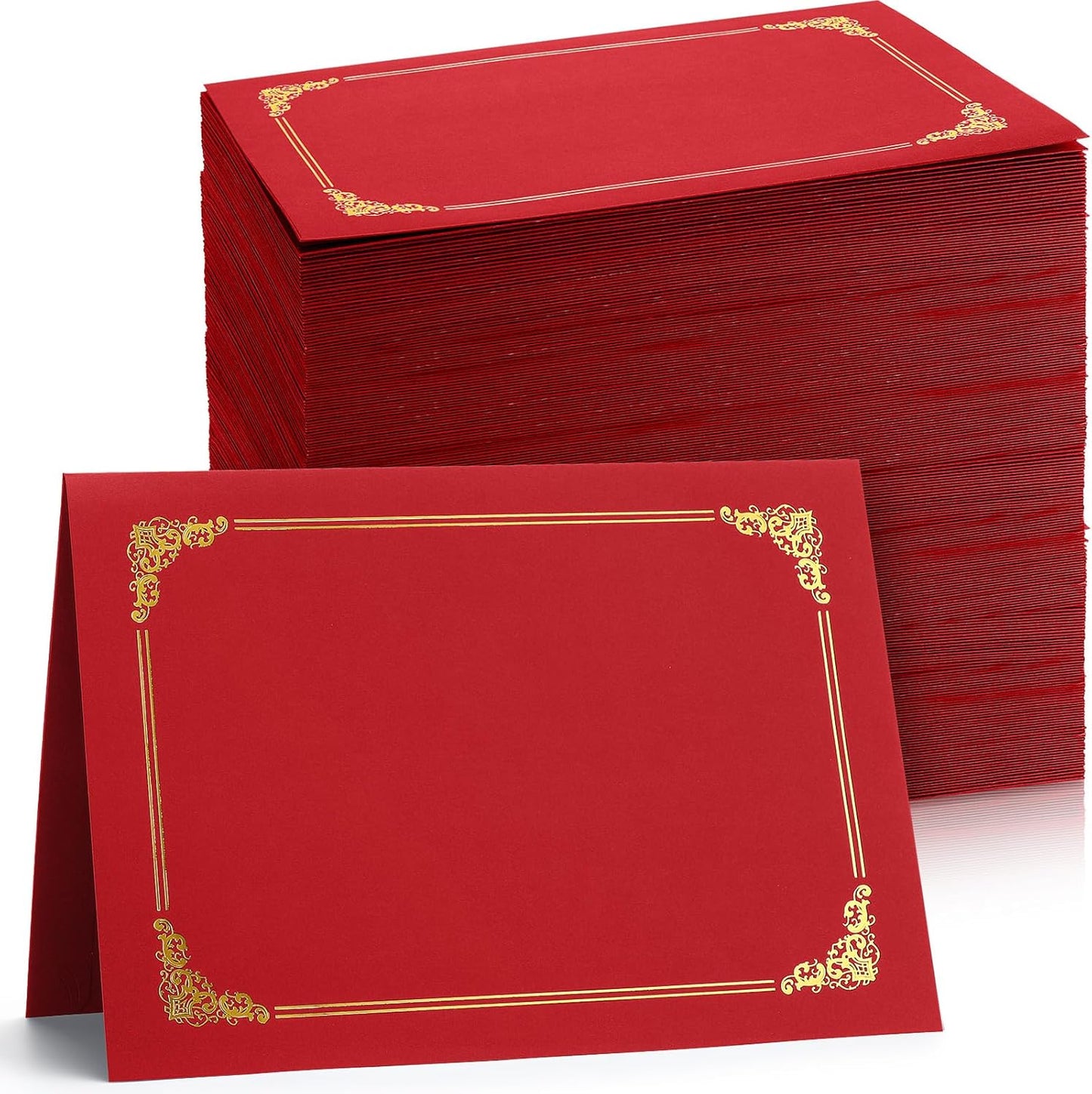 Fainne 80 Pieces Certificate Holders Diploma Holders Document Holder Certificate Covers Certificate Folders with Gold Foil Border for Letter Size 8.5 x 11 Inches Diploma Documents Awards (Bright Red)
