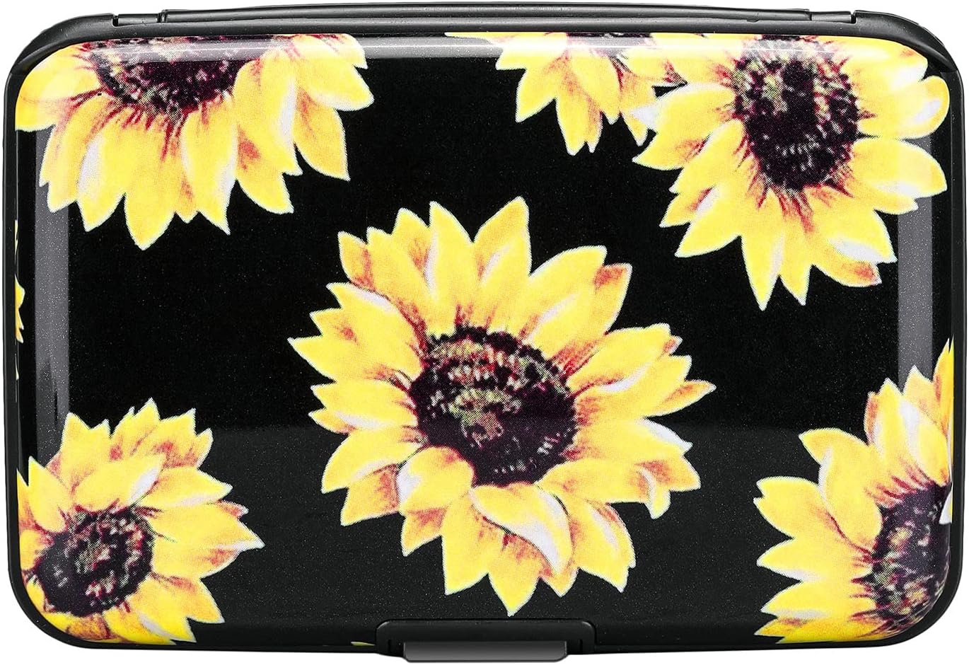 ELFISH Mini RFID Aluminum Wallet Credit Cards Holder Business Card Case Metal ID Case for Men Women (Yellow sunflower)