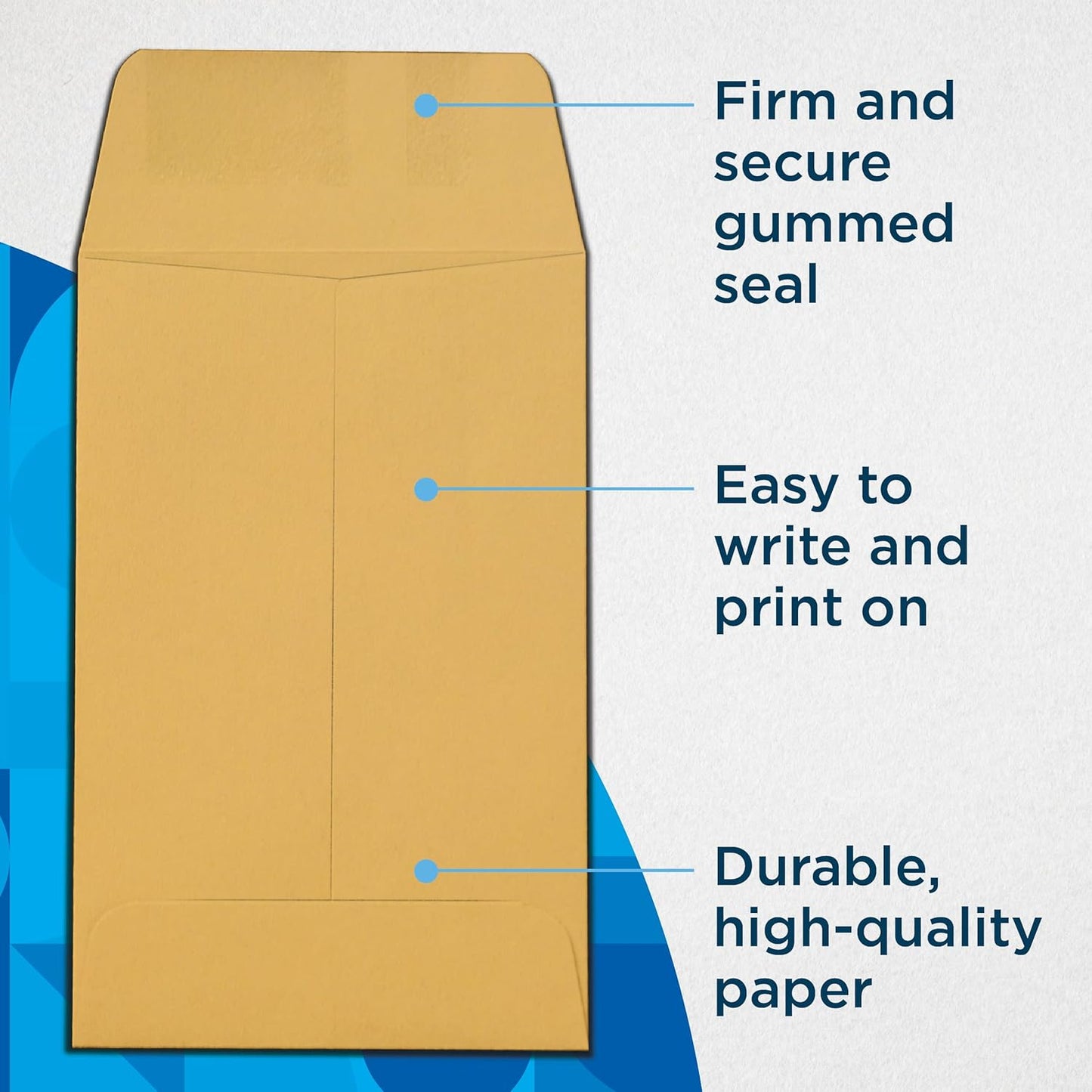 Guardian #1 Paper Coin Envelopes with Gummed Flaps, Pack of 500 Blank Small Envelopes for Gift Cards, Coins, Receipts, Stamps, Small Parts Storage, and More, 2 ¼ Inches x 3 ½ Inches, Brown