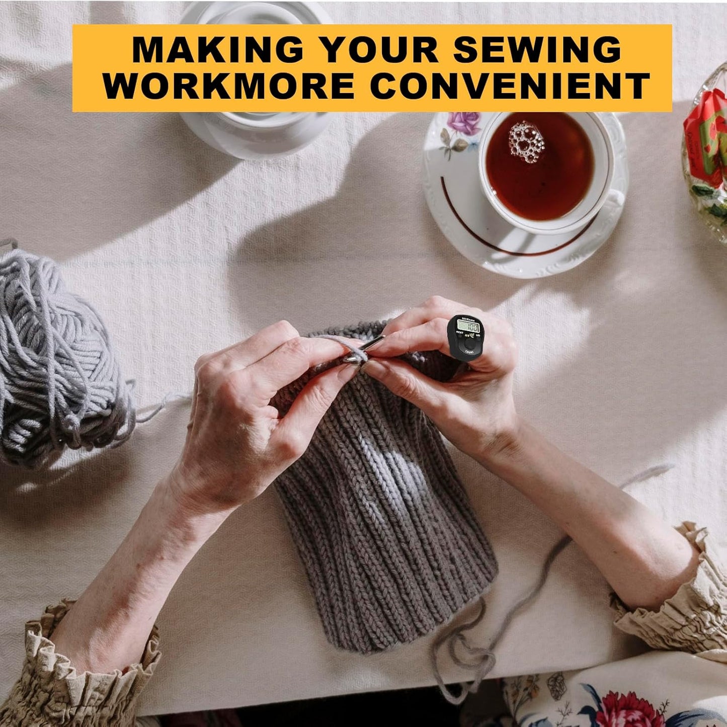 Finger Counter Click Manual Digital clicker, 5pack Stitch Tally Knitting Counters Led Re-settable Digits Pitch Electronic LCD Display finger Number Counter Fr Row, People, Score, Inventory,Crochet