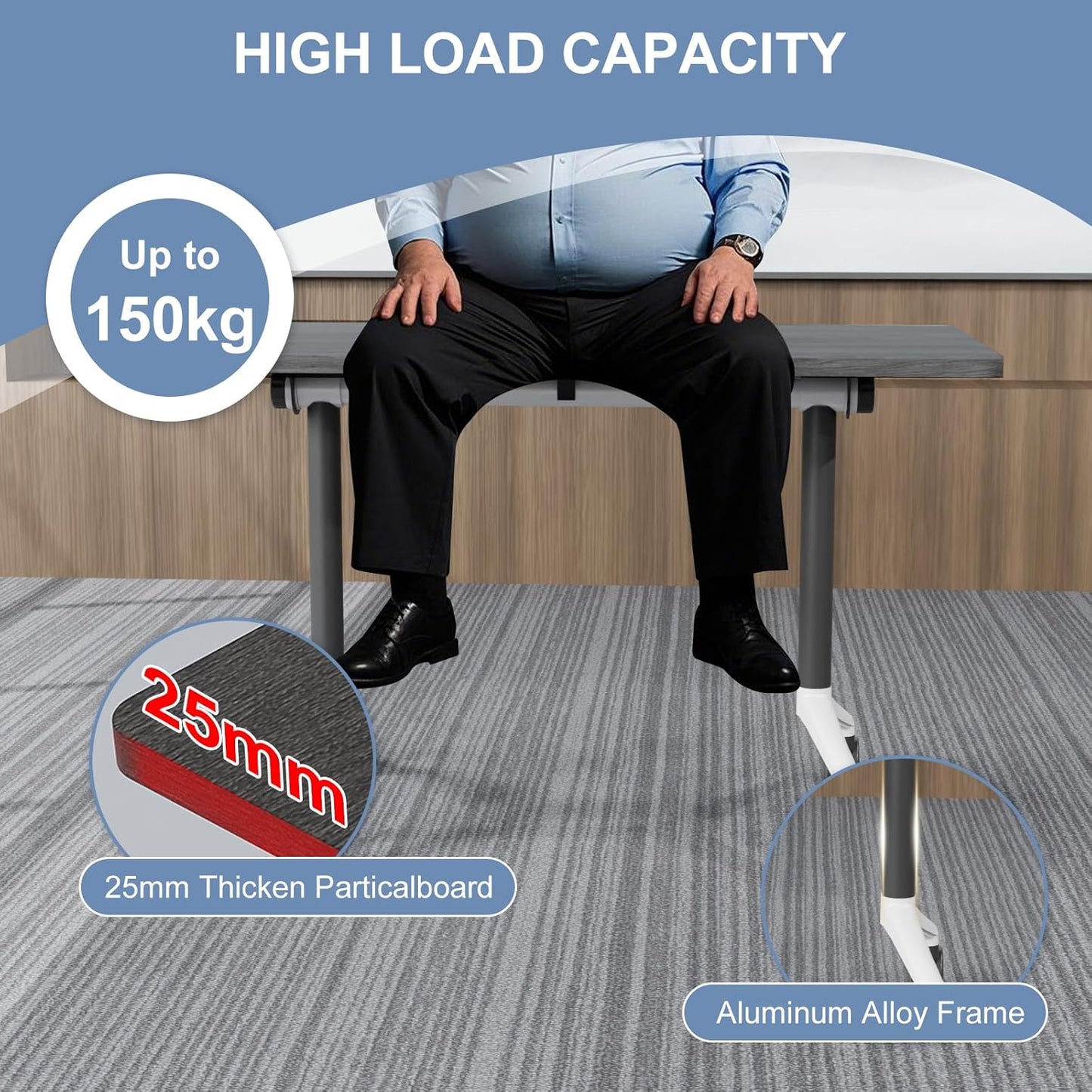 Folding Conference Table, Mobile Training Table for Office Conference, Modern Modular Rectangular Work Desk Meeting Seminar Work Tables with Caster Wheels, Large Breakroom Tables (6Pack L70.9in)