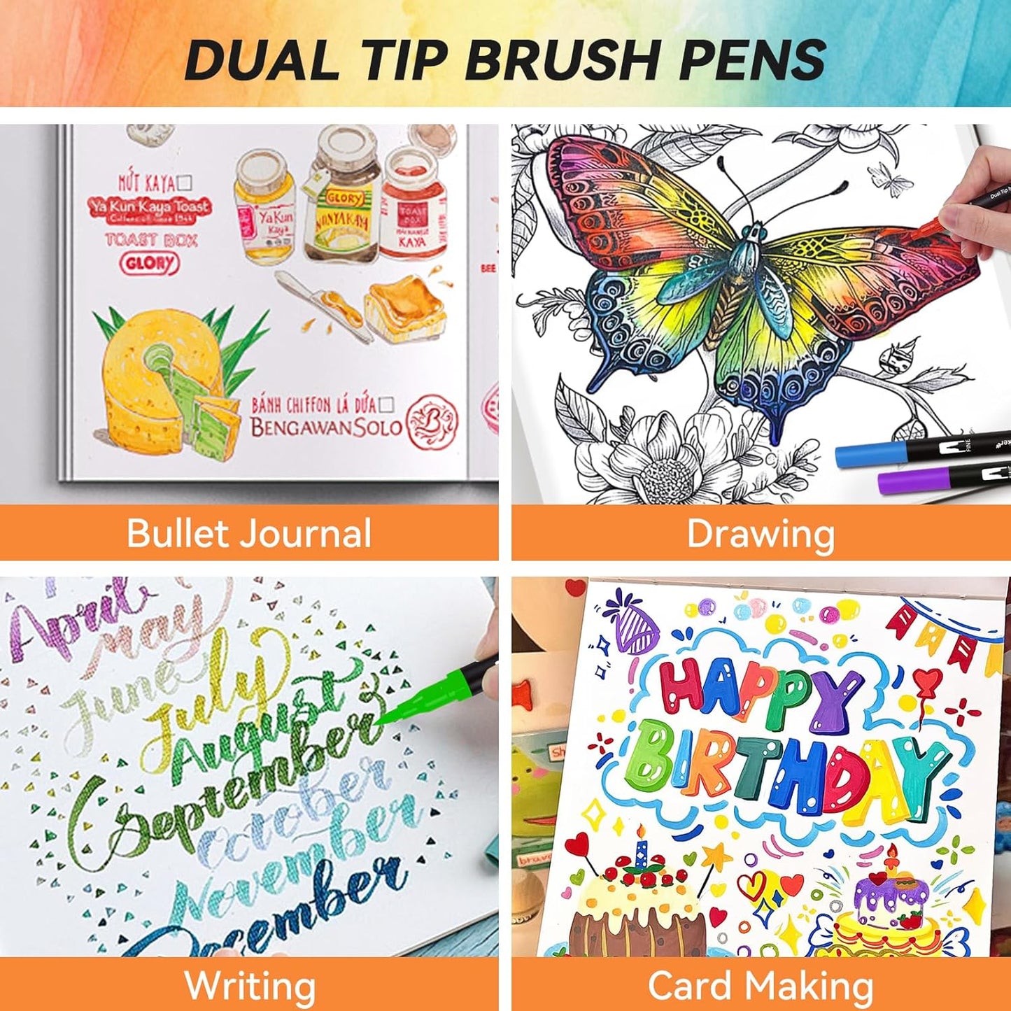 Dual Markers Brush Pens for Adult Kids Coloring Books,120 Colors Art Marker Set with Fine & Brush Tip Pen for Bullet Journaling, Coloring, Drawing, Hand Lettering, Calligraphy, Art Supplies