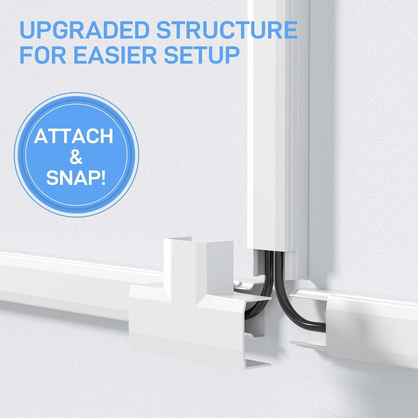 Delamu Large TV Cord Hider Wall, 94.5in Cord Covers for 3-4 Wires on Wall, Easy Set up Cable Hider Cable Management, Wire Hiders Wire Covers for TV Cords, Cables Cover Raceway, 6x W1.18 H0.67in, White