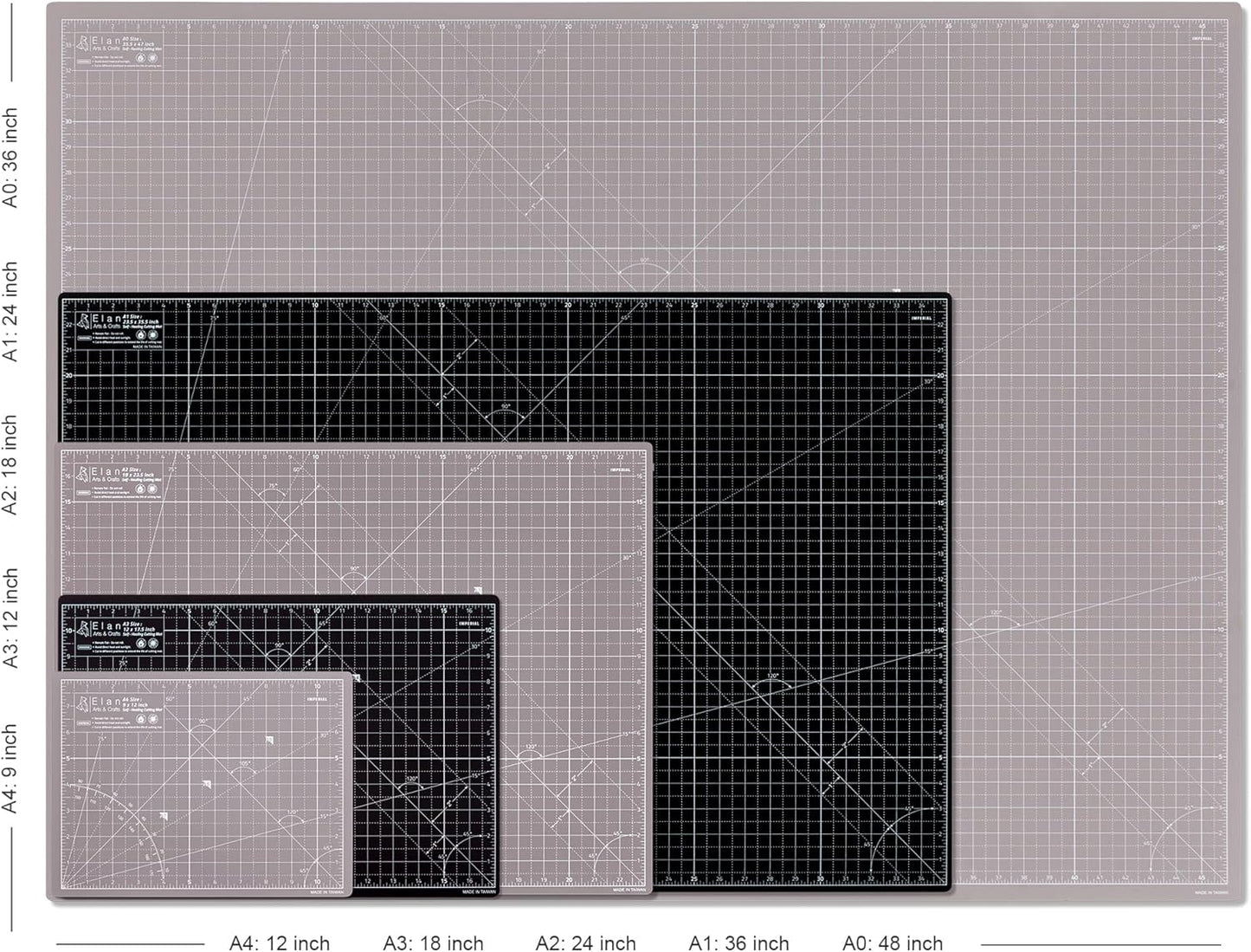 Elan Cutting Mat A0 Black & Taupe, Extra Large Self Healing Cutting Mat 36 x 48 Inch, 5-Ply Craft Board Black, Hobby Board for Crafts 36x48 Inch