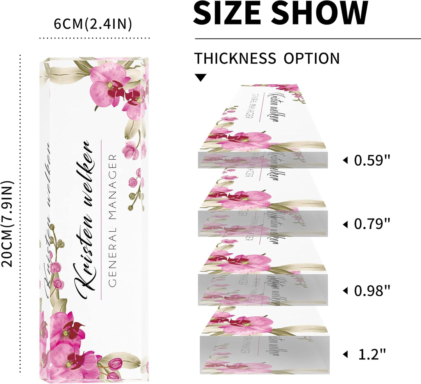 Custom Name Plate for Desk | Personalized Desk Name Plate | Personalized Boss Employee Appreciation Gifts | Acrylic Name Plate Office Desk Accessories (C-Butterfly Orchid)