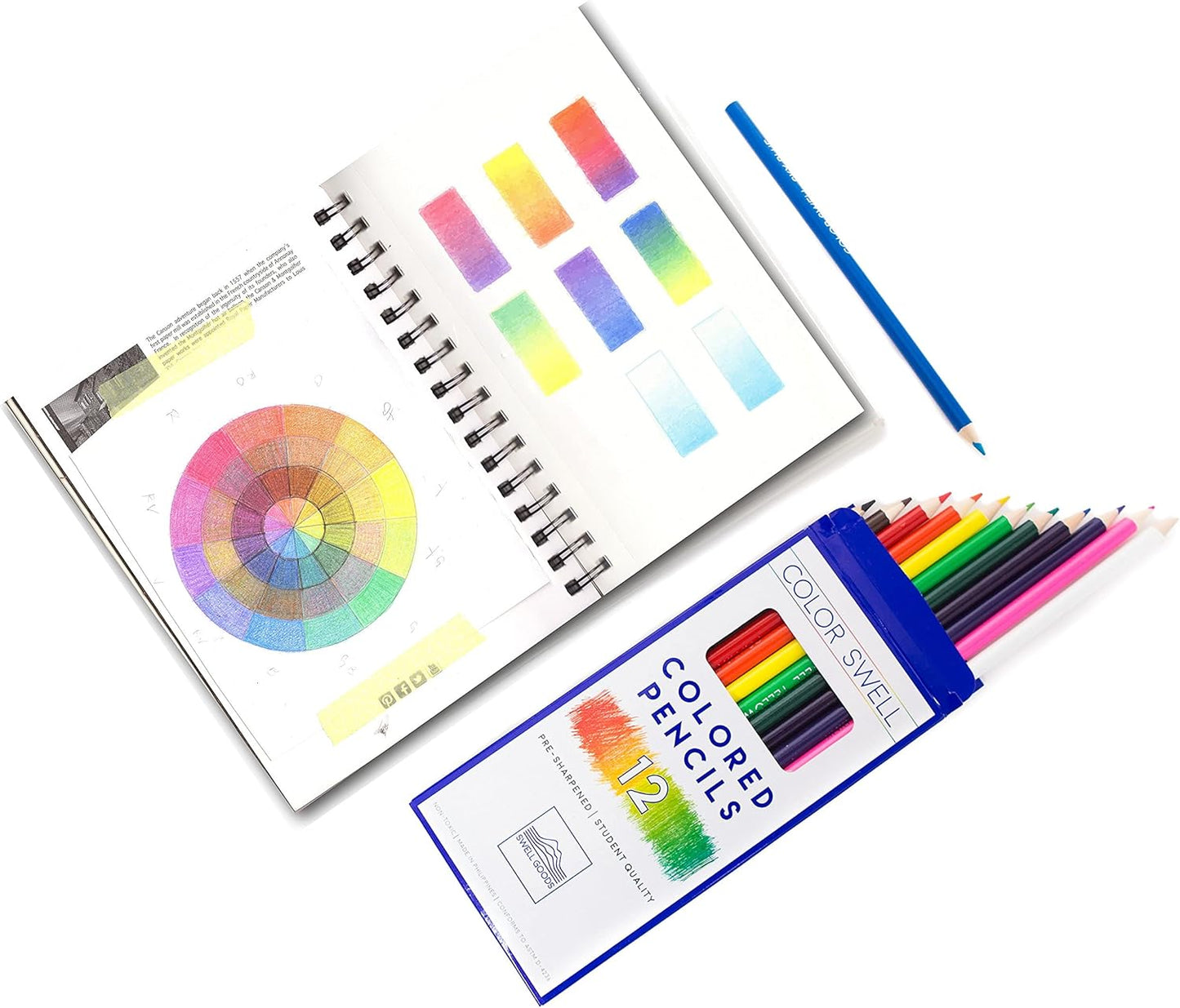 Color Swell Bulk Colored Pencils – 12 Sets, 144 Pre-Sharpened Assorted Vibrant Colors – Ideal for Kids, Teachers, and Classroom Supplies