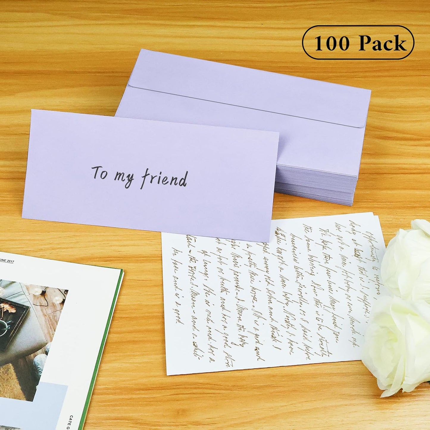 100 Pack #10 Business Envelopes, Light Purple Standard Envelopes Self Seal, Letter Size Mailing Envelopes for Checks Letters Invoices Statements Birthday Graduation Wedding, 4 1/8 x 9 1/2 Inch