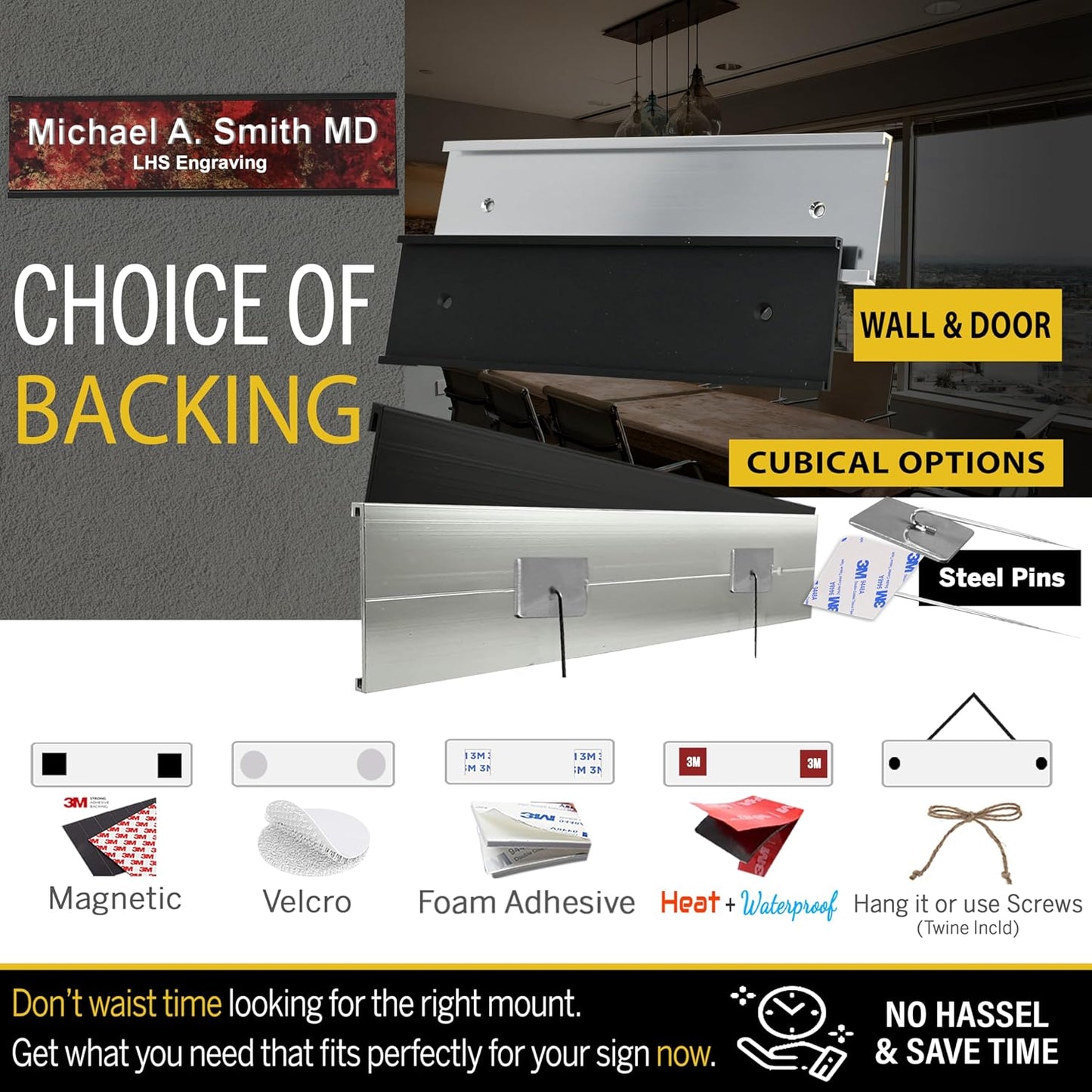 Engraved Name Plates for Door Sign Personalized Red Plastic Plaque with Gold Letters - Made in USA 2x6 B17